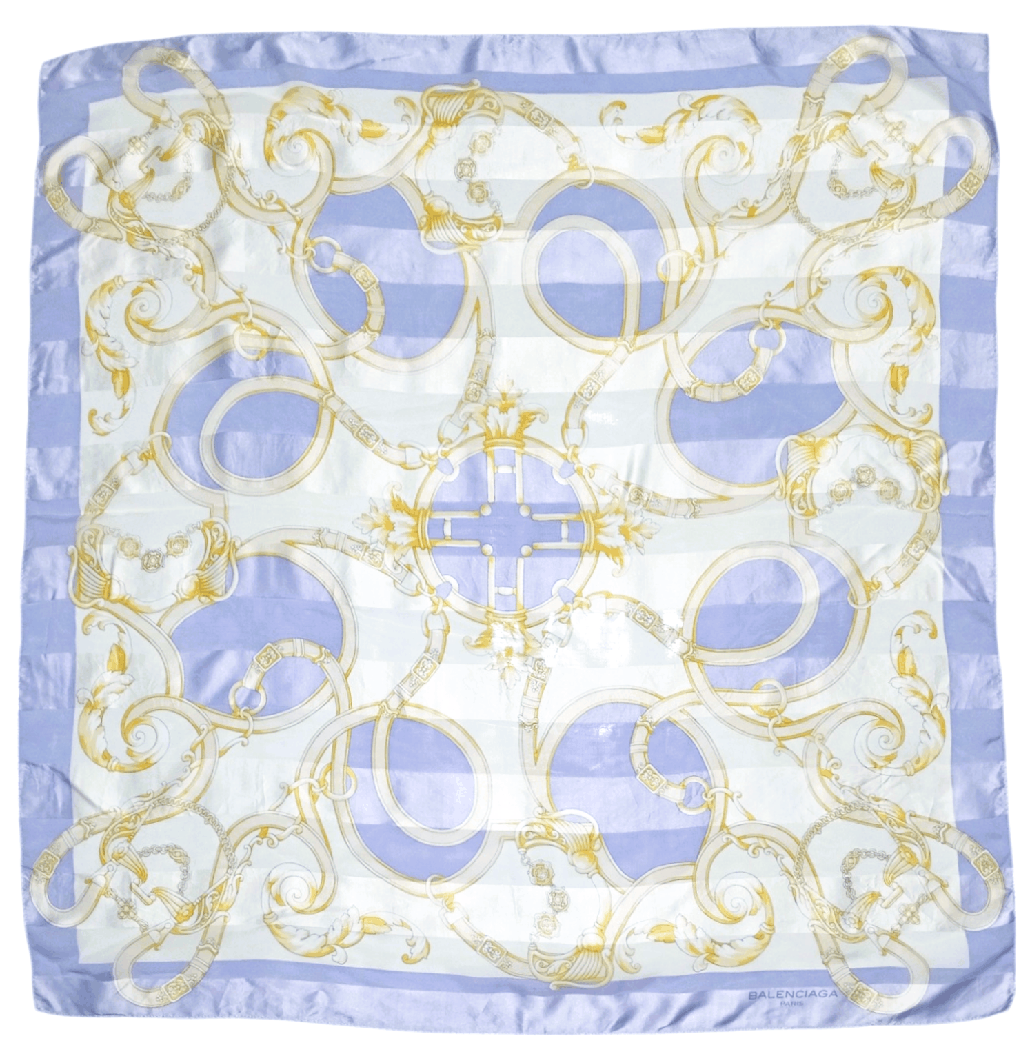Balenciaga BALENCIAGA PARIS Victorian Purple Gold Silk Scarf Size ONE SIZE - 1 Thumbnail