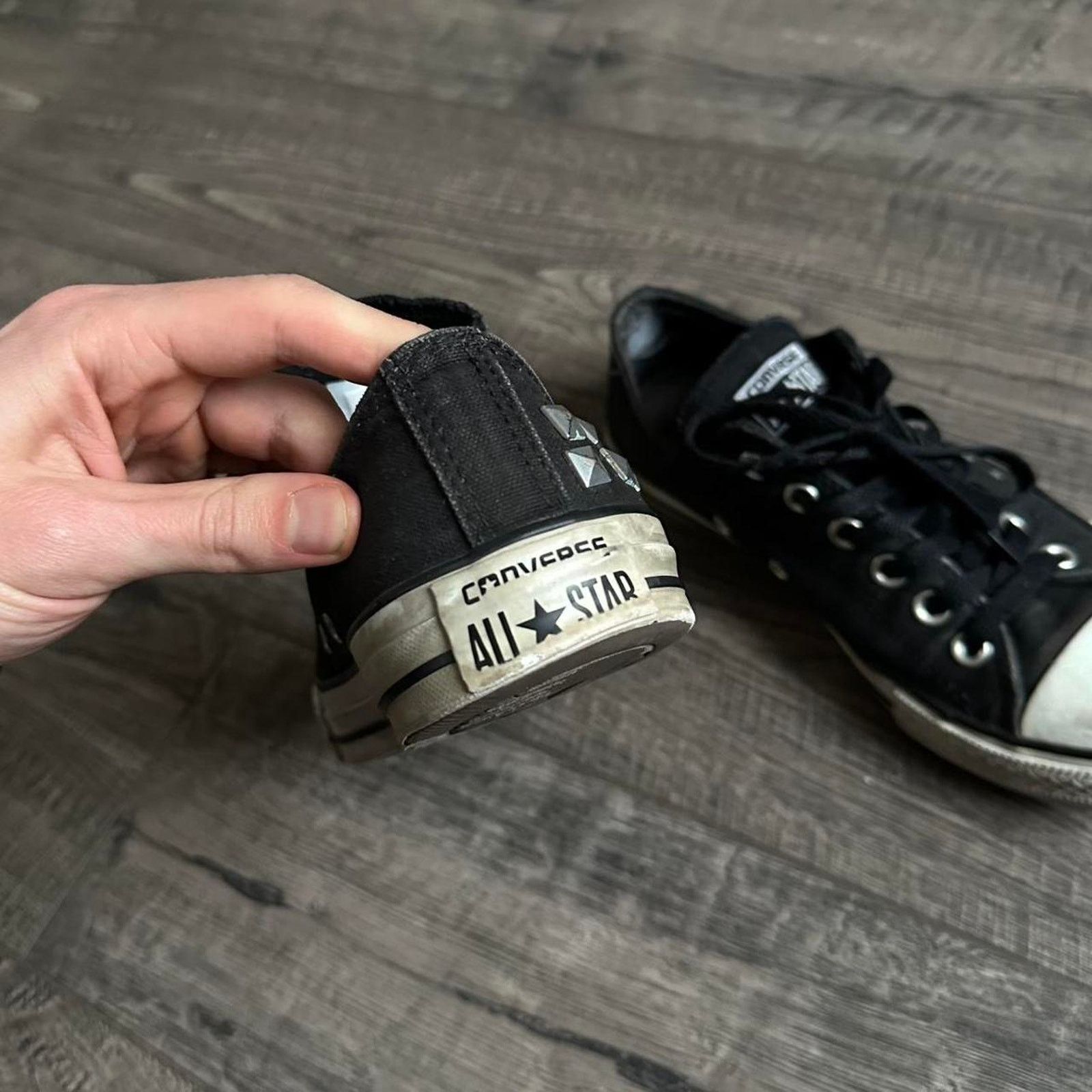 Converse × Vintage Vintage Y2K Black Studded Silver Glam Grunge Punk Converse Size US 7 / IT 37 - 4 Thumbnail