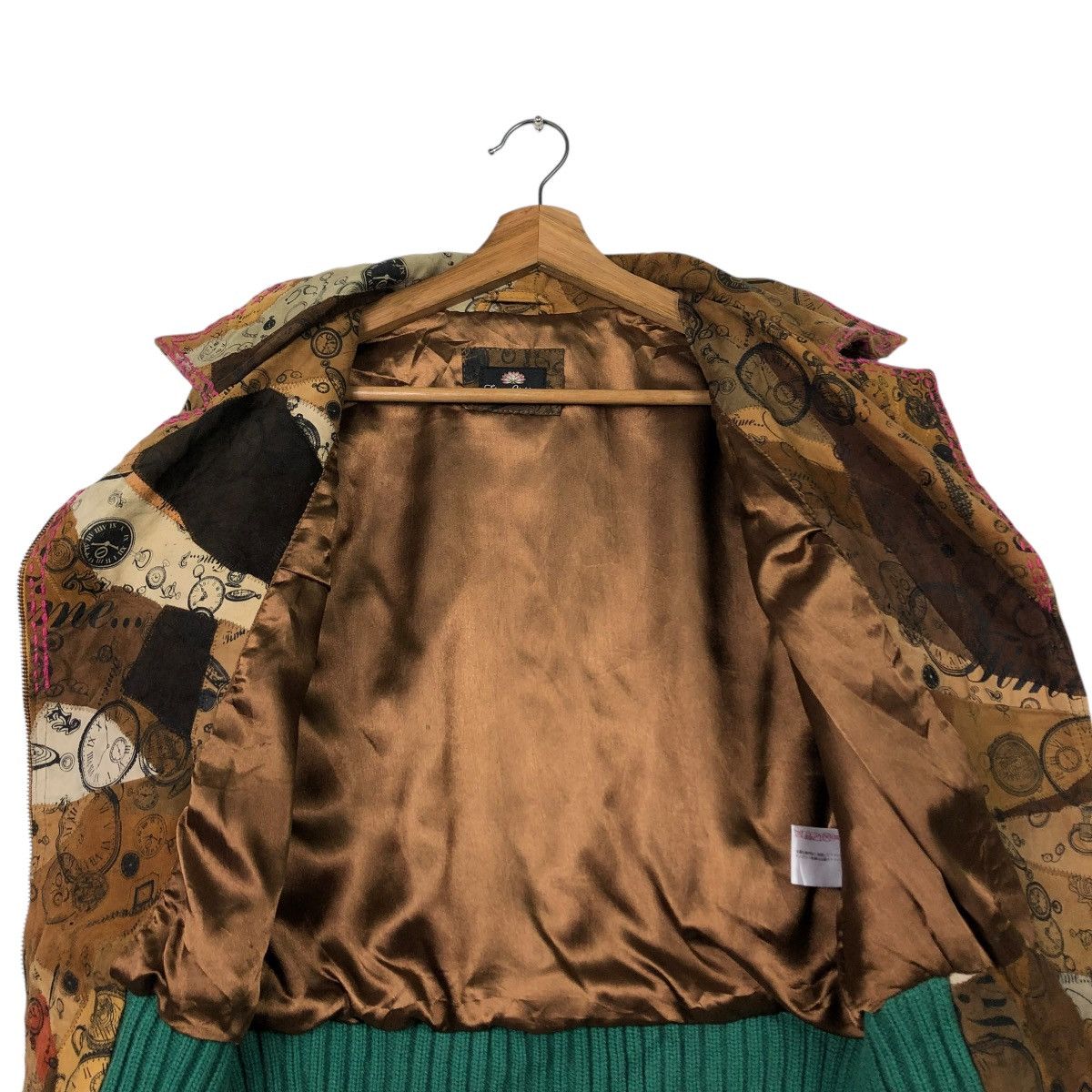 Japanese Brand 🔥VINTAGE LEATHER JACKET DOUBLE COLLAR FULL PRINT FLOWER Size S / US 4 / IT 40 - 14 Thumbnail
