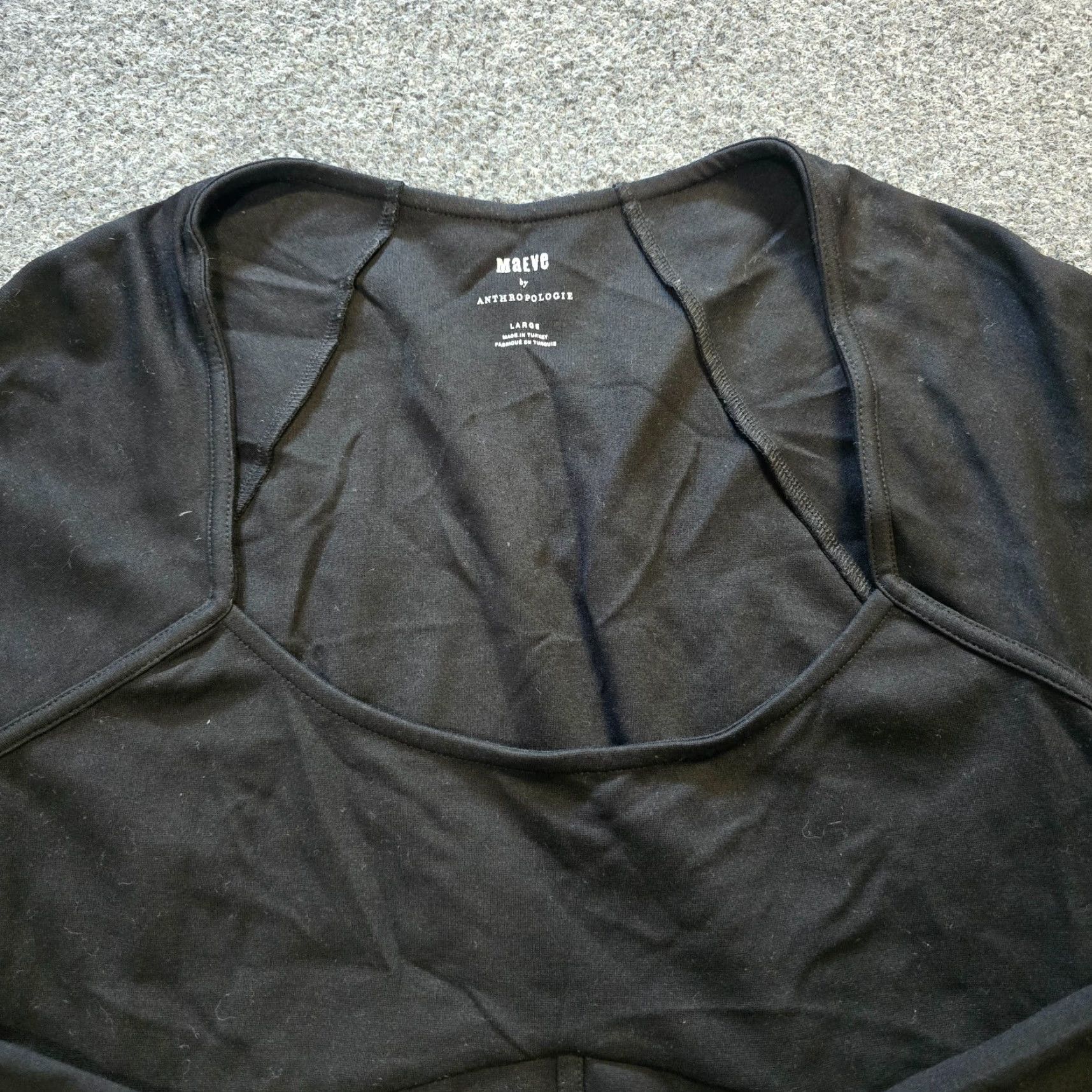 Vintage Maeve Top Womens Large Black Cropped Long Sleeve Square Neck Capsule Casual Shirt Size L / US 10 / IT 46 - 2 Thumbnail