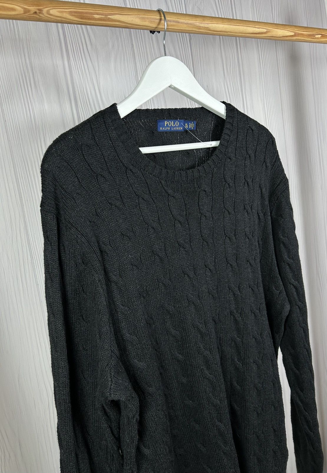 Polo Ralph Lauren Polo Ralph Lauren Total Black Cable Knit Sweater Size XL Size US XL / EU 56 / 4 - 2 Thumbnail
