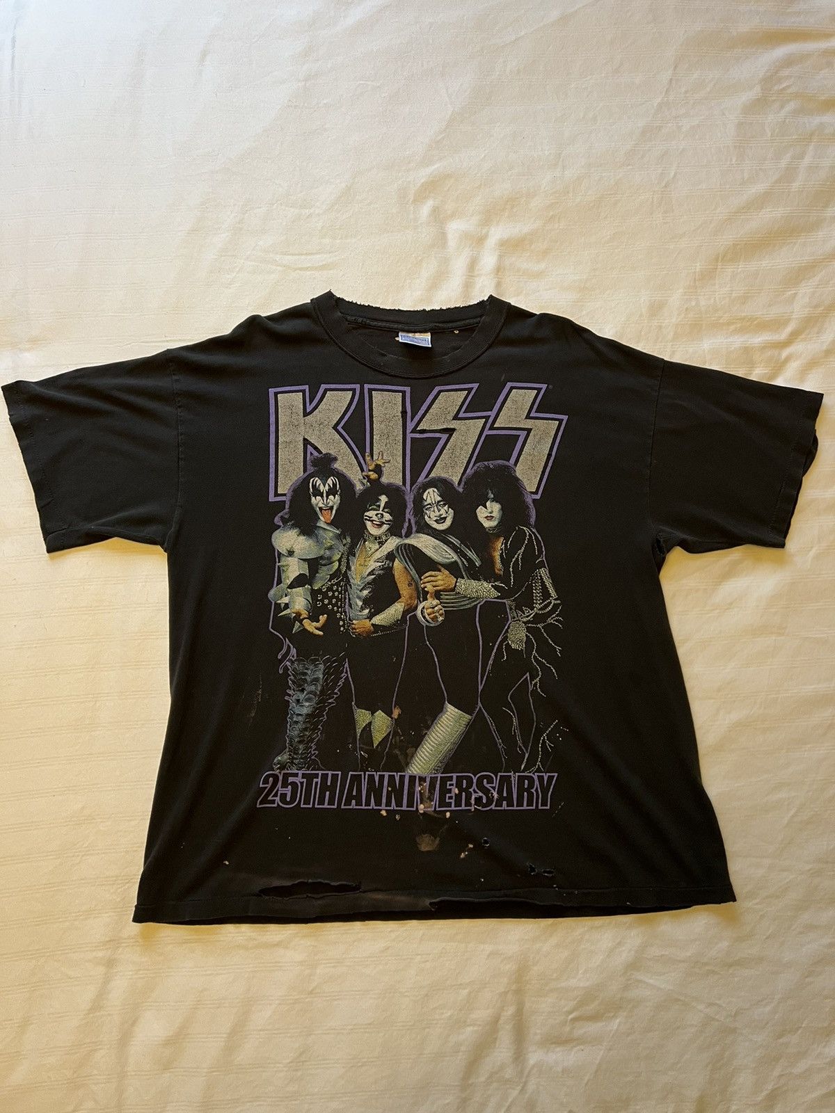 image of 99’ Kiss 25Th Anniversary Tour Shirt in Black, Men's (Size XL)