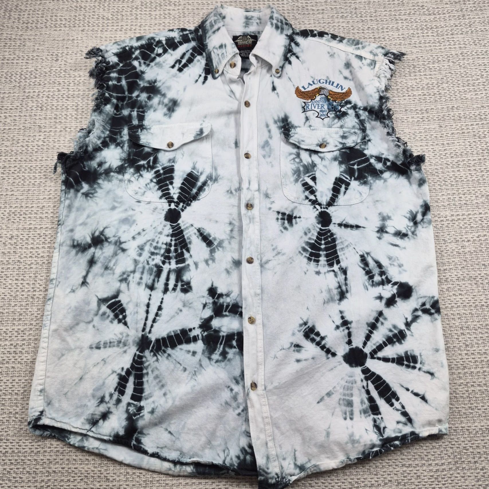 Vintage Laughlin River Run Shirt Mens XL Heavy Cotton Tie Dye Sleeveless Eagle 2010 Size US XL / EU 56 / 4 - 3 Thumbnail
