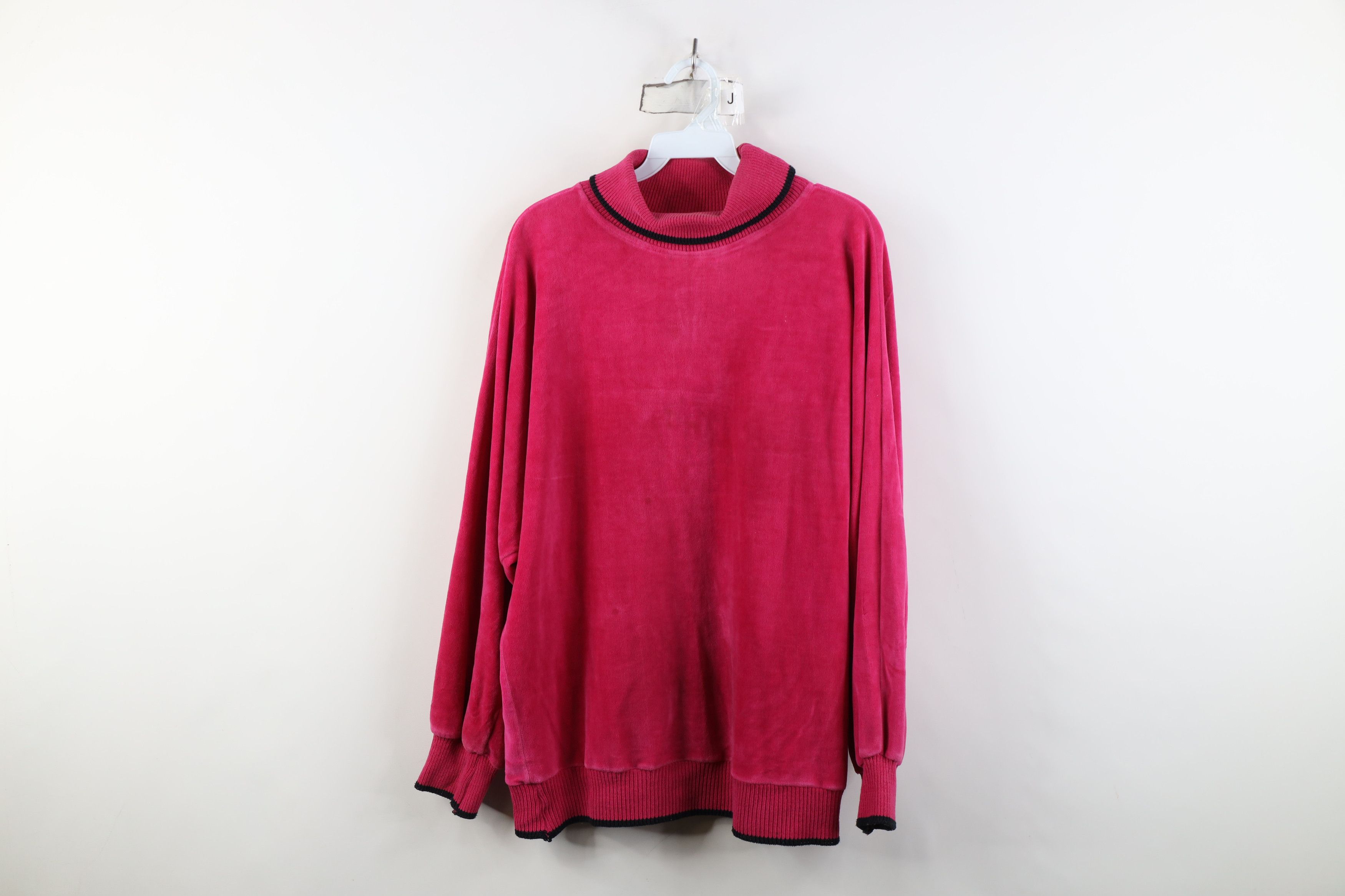Vintage Vintage 90s Streetwear Blank Velour Turtleneck Sweater Pink Size M / US 6-8 / IT 42-44 - 1 Thumbnail