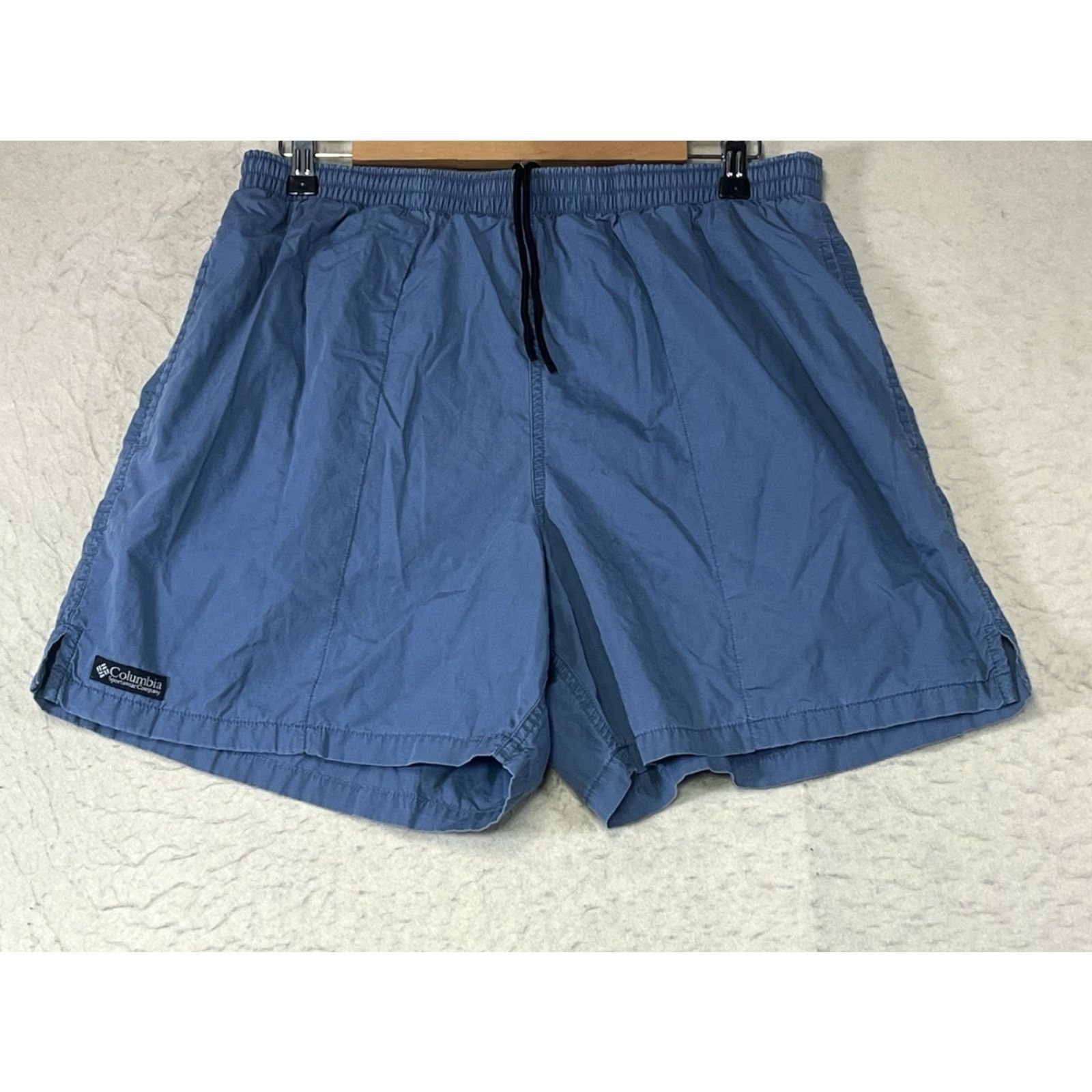 Vintage Columbia Mens Medium Packable Performance Shorts Chino Blue Polyester Cotton Quick Dry Lightweight Pockets Adjustable Waist Elastic Waist See All Pics Size US 31 - 2 Thumbnail