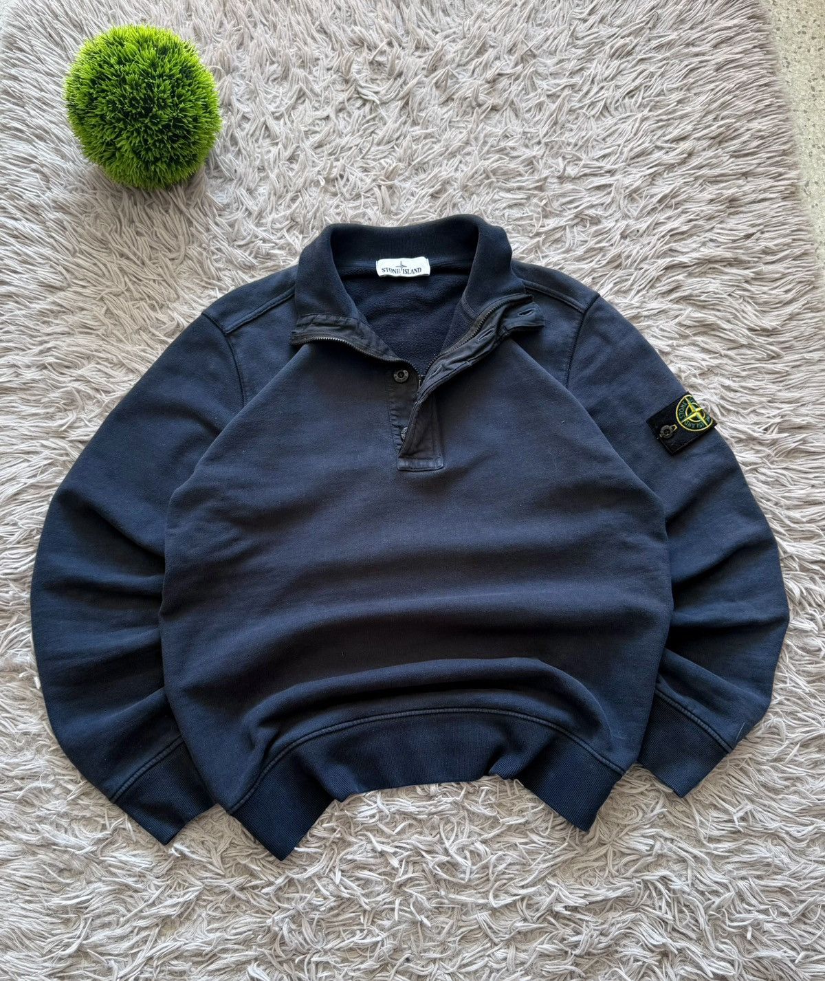 Stone Island 00s Stone Island Quarter-Zip Mock Neck Sweatshirt Navy Blue Size US L / EU 52-54 / 3 - 4 Thumbnail
