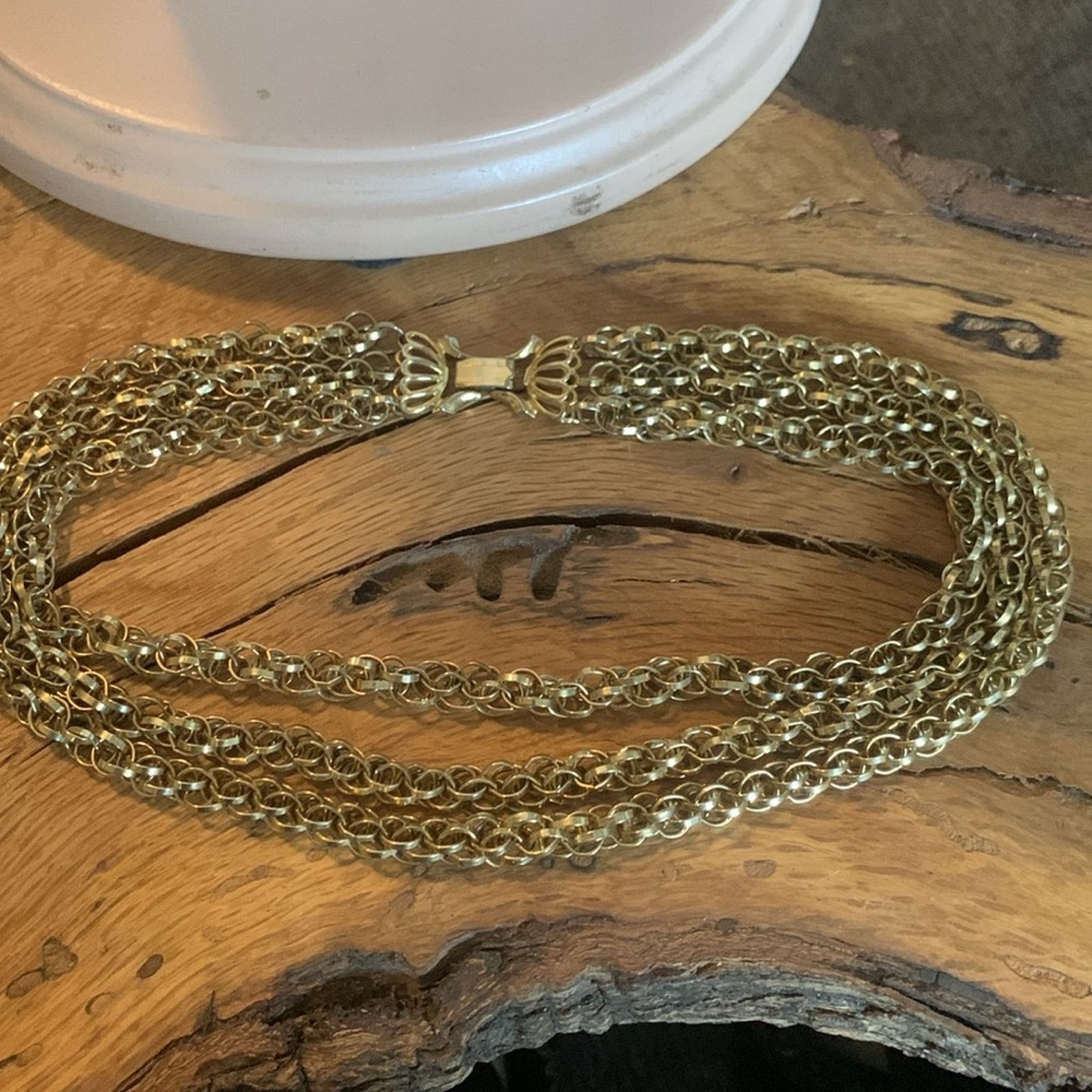 Vintage Triple strand layered gold tiered graduated vintage chains Size ONE SIZE - 6 Thumbnail
