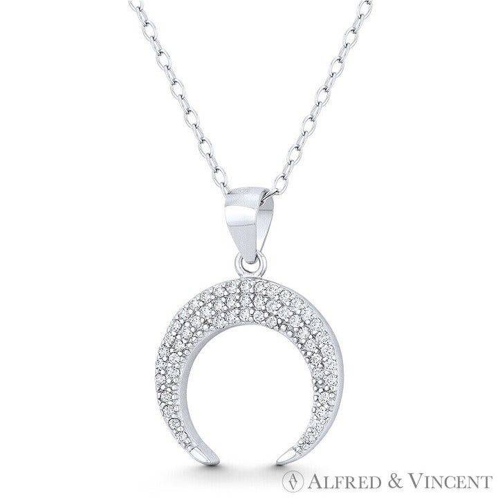 Other Reverse Horn CZ Crystal Pendant in .925 Sterling Silver Size ONE SIZE - 1 Preview