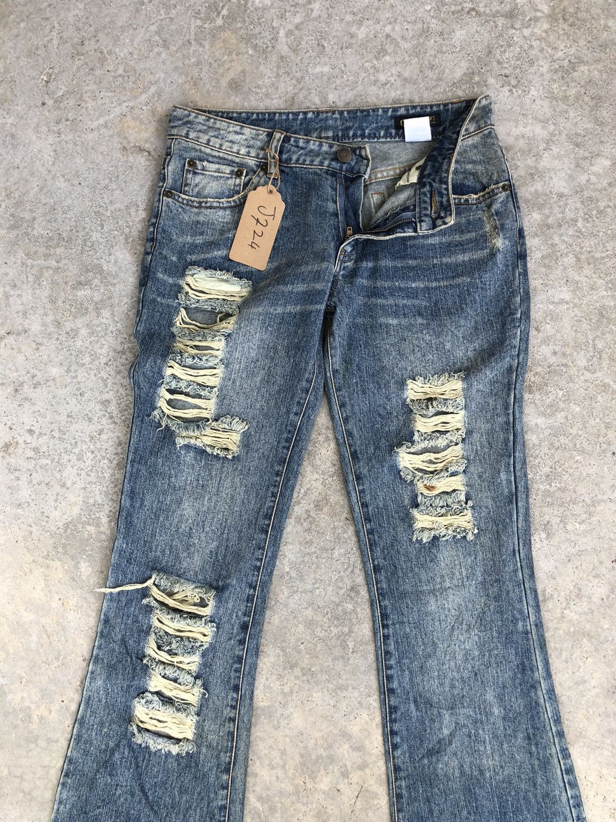 If Six Was Nine Japanese Dear Heart Flared Jeans Distressed Jeans Size US 29 - 3 Thumbnail