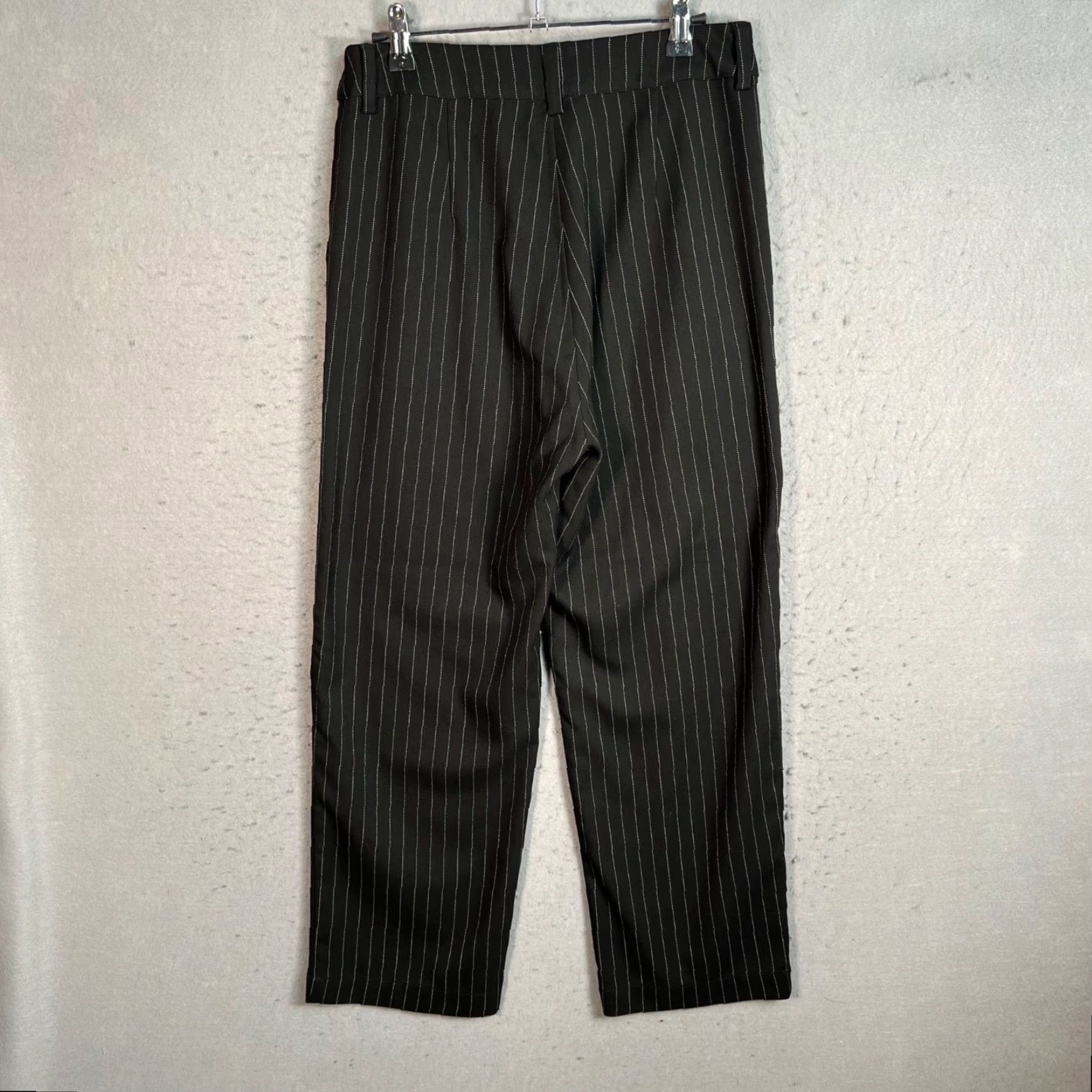 Vintage El Closet De Me Hermana Womens Medium Black Pinstripe Straight-Leg Pants Size 32" / US 10 / IT 46 - 2 Thumbnail