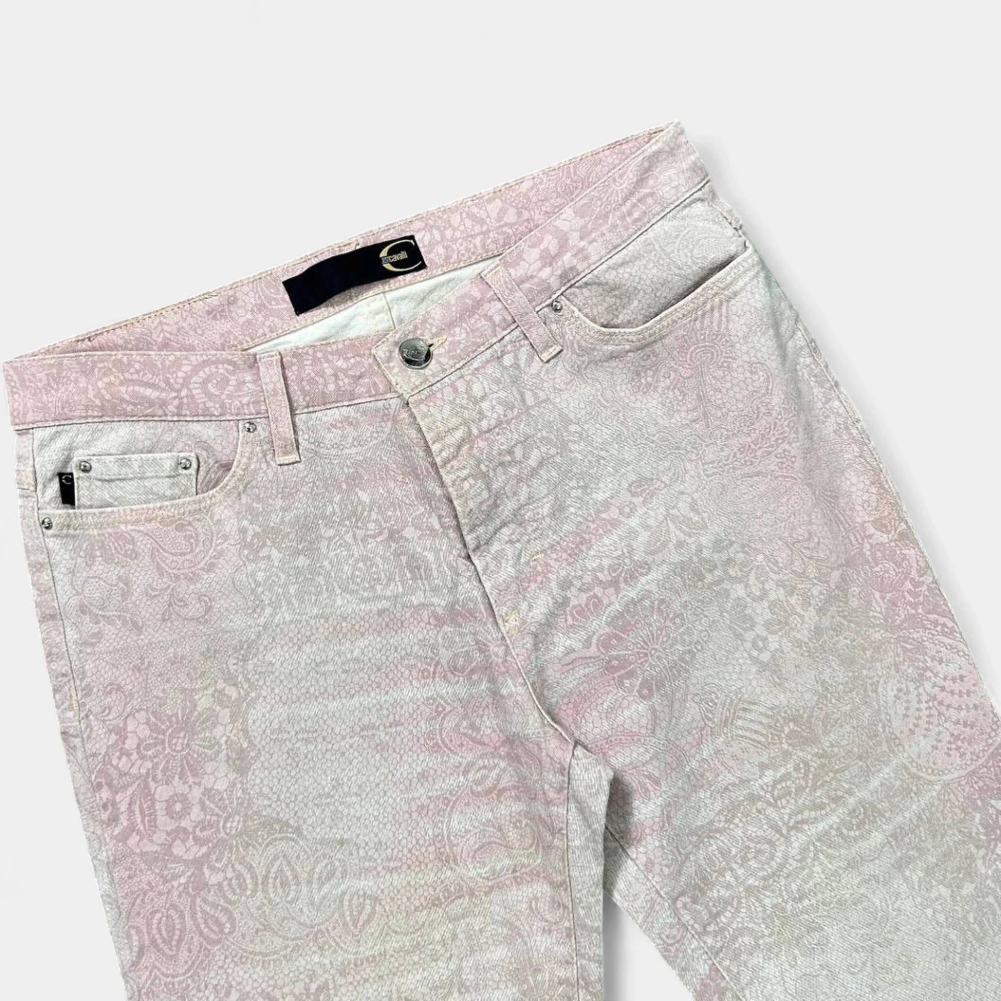 Just Cavalli Just Cavalli 2000s Relief Floral Pink Pants Size 26" / US 2 / IT 38 - 2 Thumbnail