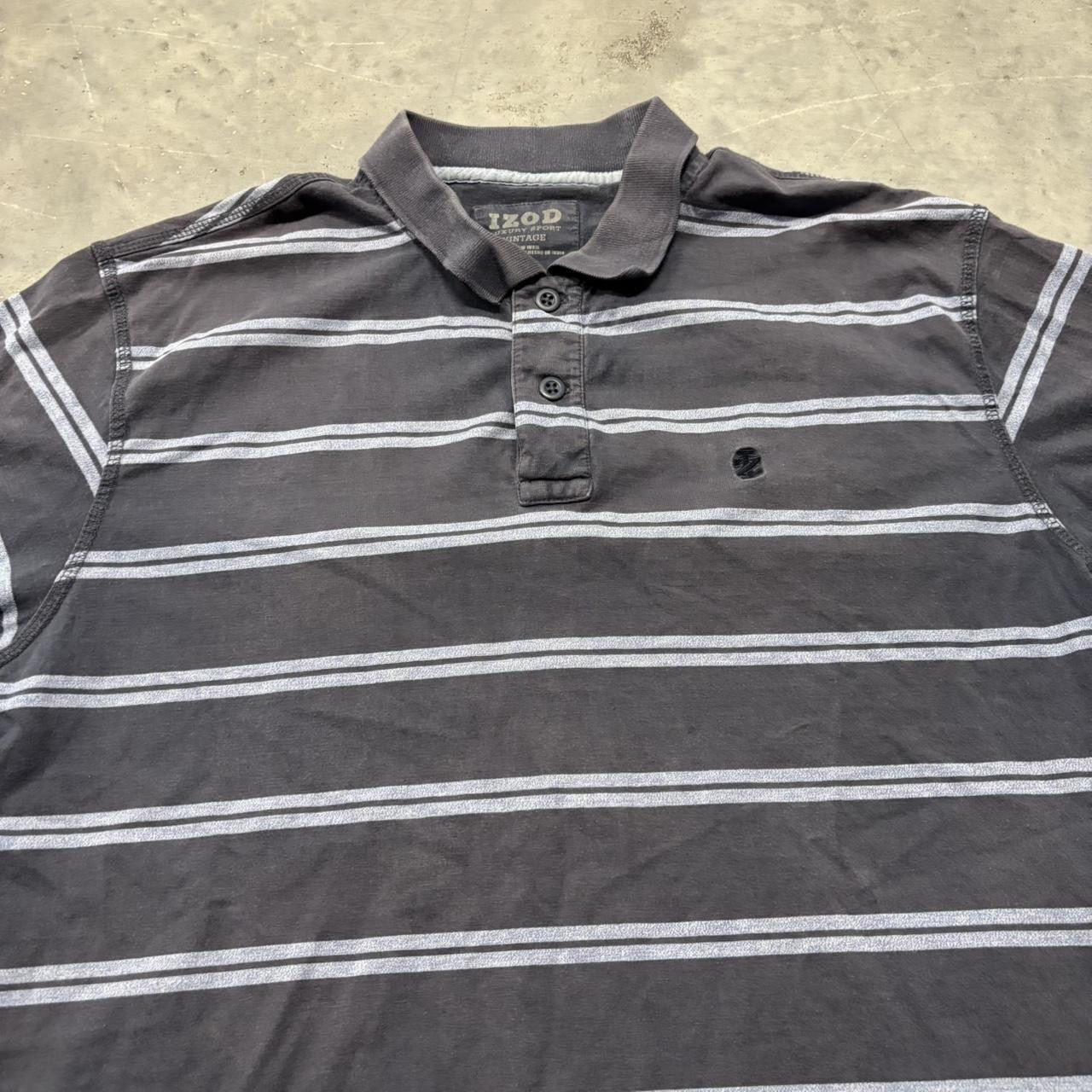 Japanese Brand × Vintage Crazy Vintage Y2K/2000s Faded Navy Blue Striped Streetwear Essential Polo Shirt! Size US L / EU 52-54 / 3 - 2 Thumbnail