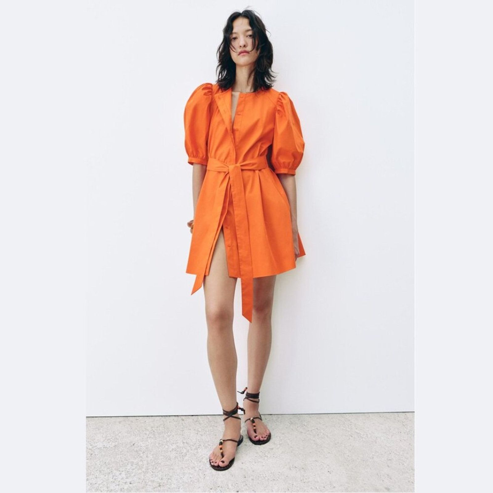 ZARA Belted Dress with Balloon Sleeves - stein-coach.com