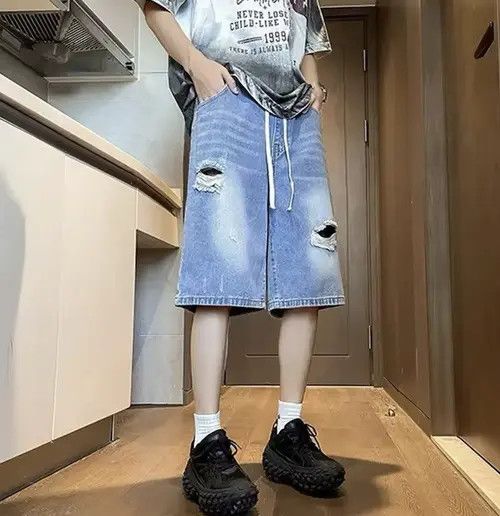 Jean Yoshimi x Fumie Short Washed Distressed Denim Size US 27 - 3 Thumbnail