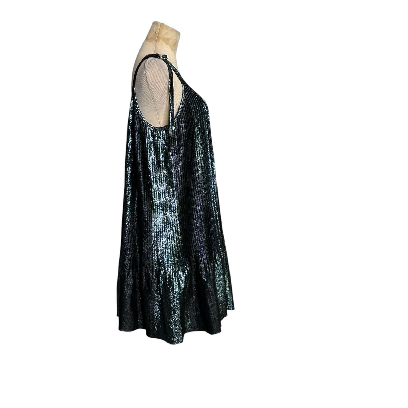 Adam Selman Adam Selman metallic pleated slip mini dress size Small Size S / US 4 / IT 40 - 18 Thumbnail