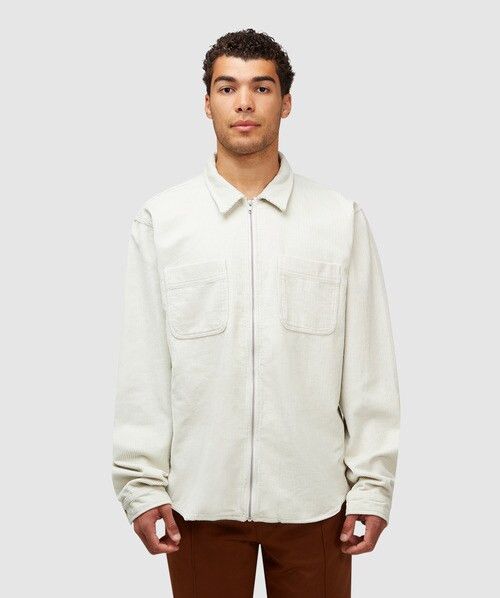 Stussy Stussy Wide Wale Cord Zip Shirt In Bone Size US L / EU 52-54 / 3 - 1 Thumbnail