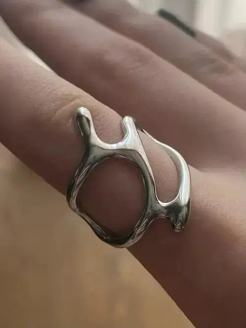 Ring Of Fire Abstract Ring Slime Silver Modern Punk Art Psychedelic Size ONE SIZE - 1 Thumbnail