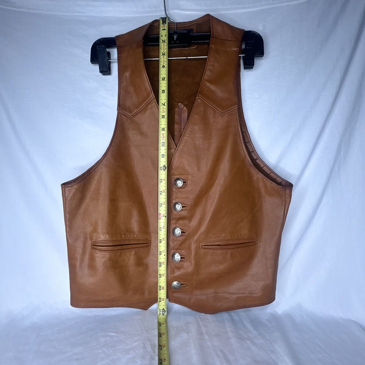 Vintage VTG USA Lew N Me Leather Western Cowboy Vest Buffalo Nickel Size US M / EU 48-50 / 2 - 3 Thumbnail