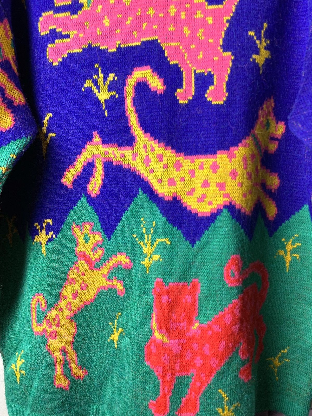 Band Tees × Japanese Brand Rare! Vintage Abstract Colourful LSD Art Knit Sweater Japan Size US L / EU 52-54 / 3 - 12 Thumbnail