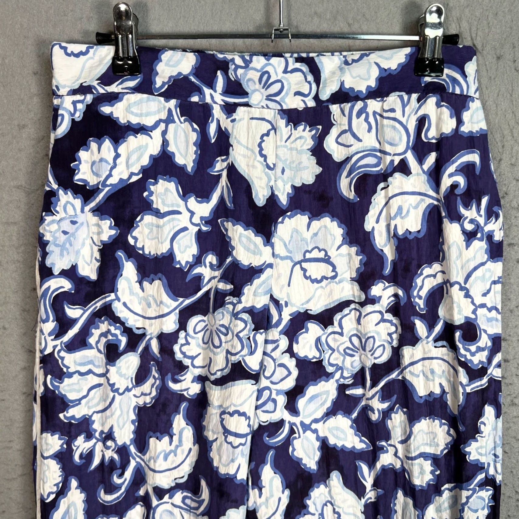 Zara Zara Womens Size Small Floral Wide-Leg Pants Blue & White Size 28" / US 6 / IT 42 - 5 Thumbnail