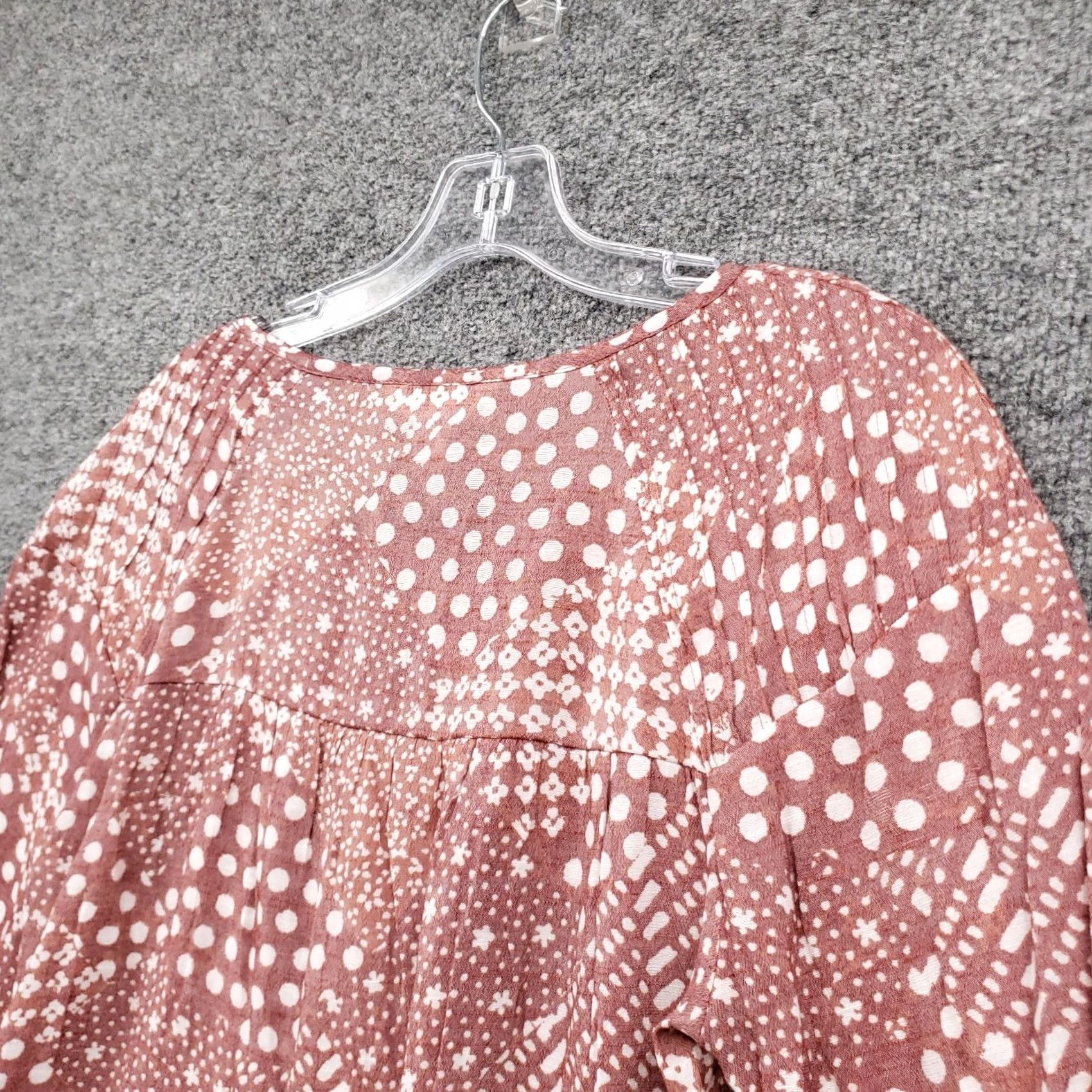 Vintage LC Lauren Conrad Blouse Womens Small Red Polka Dot Pleated 3/4 Sleeve Casual Size S / US 4 / IT 40 - 7 Thumbnail