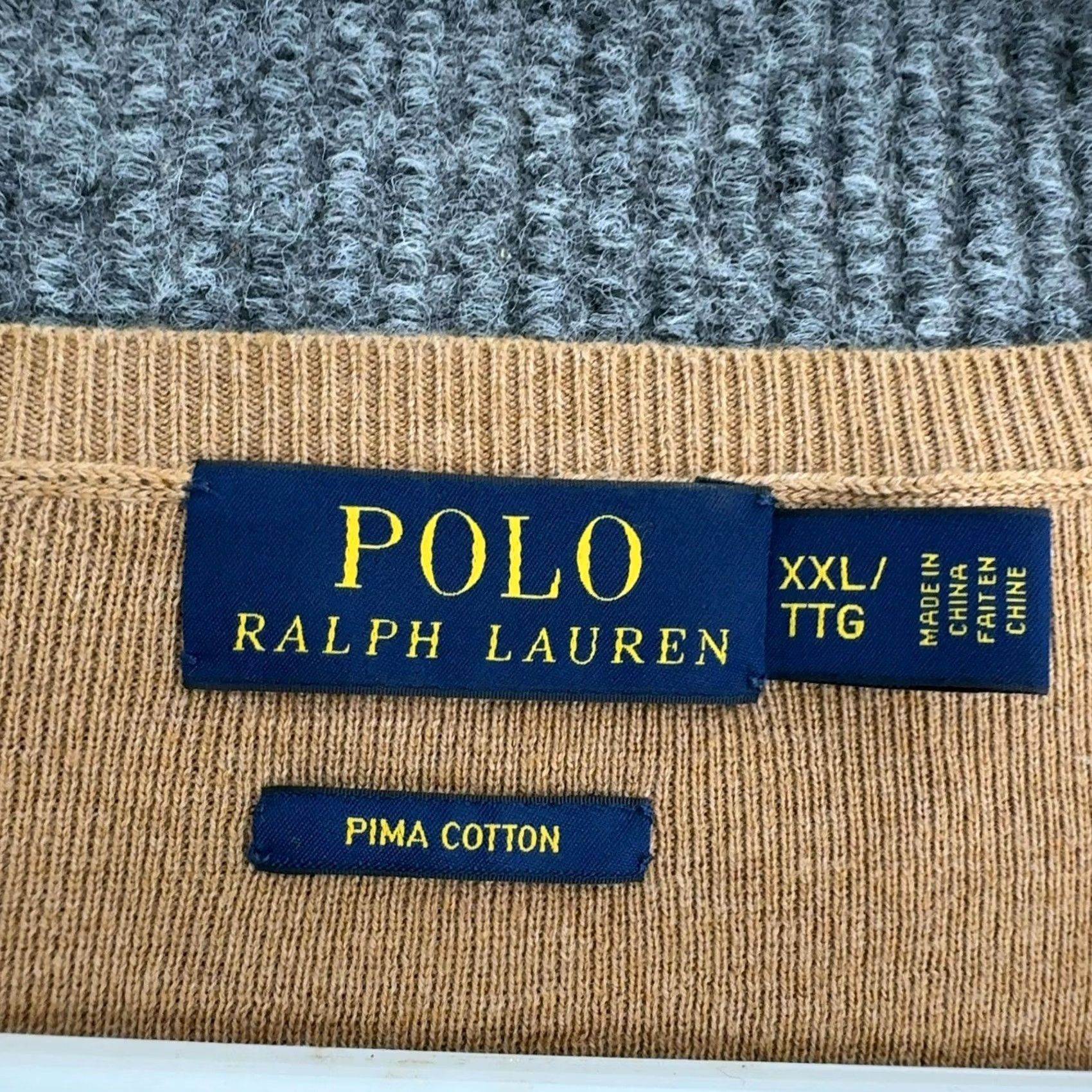Polo Ralph Lauren Polo Ralph Lauren Sweater Mens XXL V-Neck Long Sleeve Pima Cotton Tan Beige Classic Preppy Logo Embroidered Pullover Size US XXL / EU 58 / 5 - 4 Thumbnail
