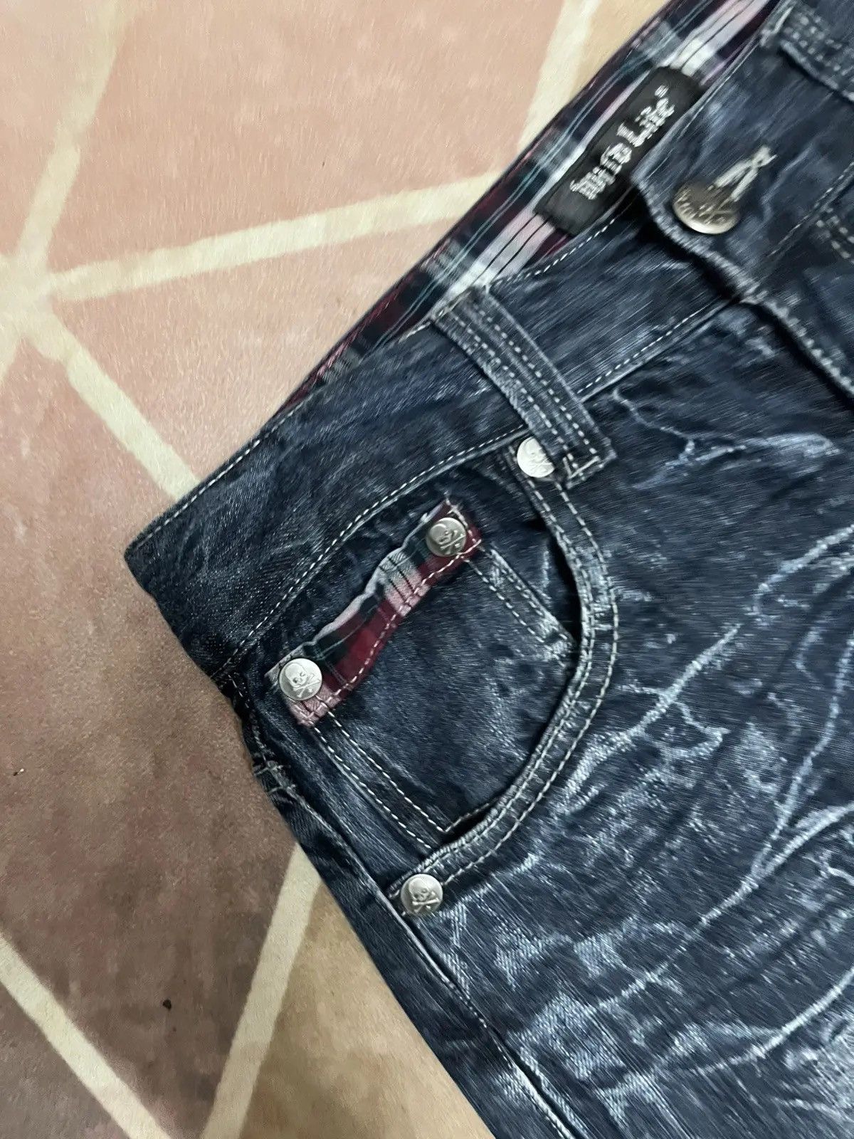 Japanese Brand Skullbones Japanese Brand Crazy Faded Jeans Size US 31 - 7 Thumbnail