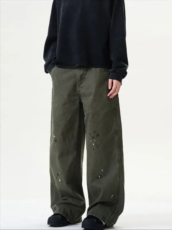 Japanese Brand nji American retro ink-splashed loose workwear jeans for men Size US 32 / EU 48 - 3 Thumbnail