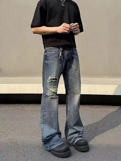 VIBE Vintage distressed washed micro-flare jeans Size US 32 / EU 48 - 6 Thumbnail