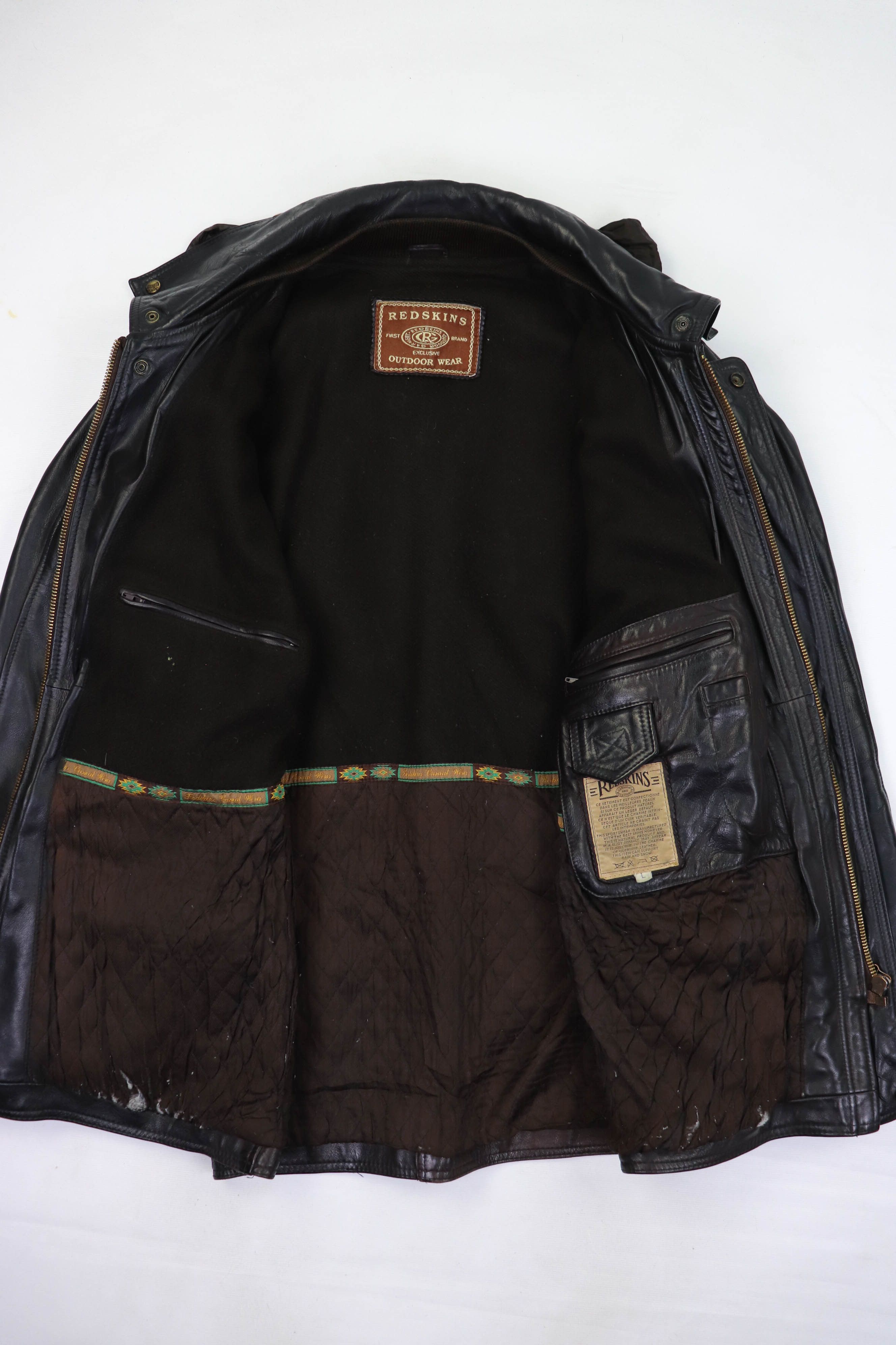 NFL 90s Vintage REDSKINS Black Heavy Leather Jacket Parka Size US L / EU 52-54 / 3 - 13 Thumbnail