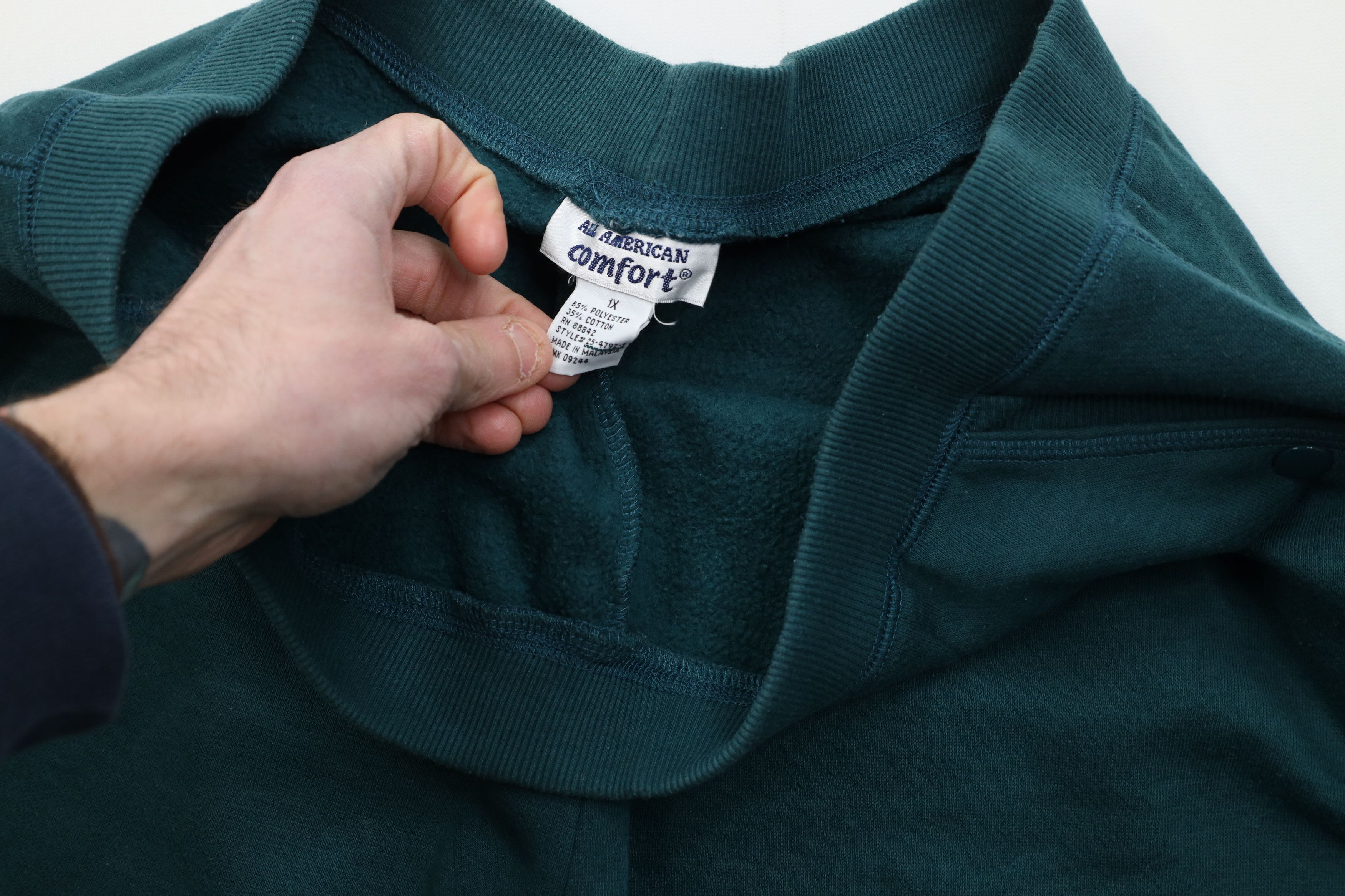 Vintage Vintage 90s Streetwear Blank Cuffed Sweatpants Joggers Green Size 36" / US 14 / IT 50 - 9 Thumbnail