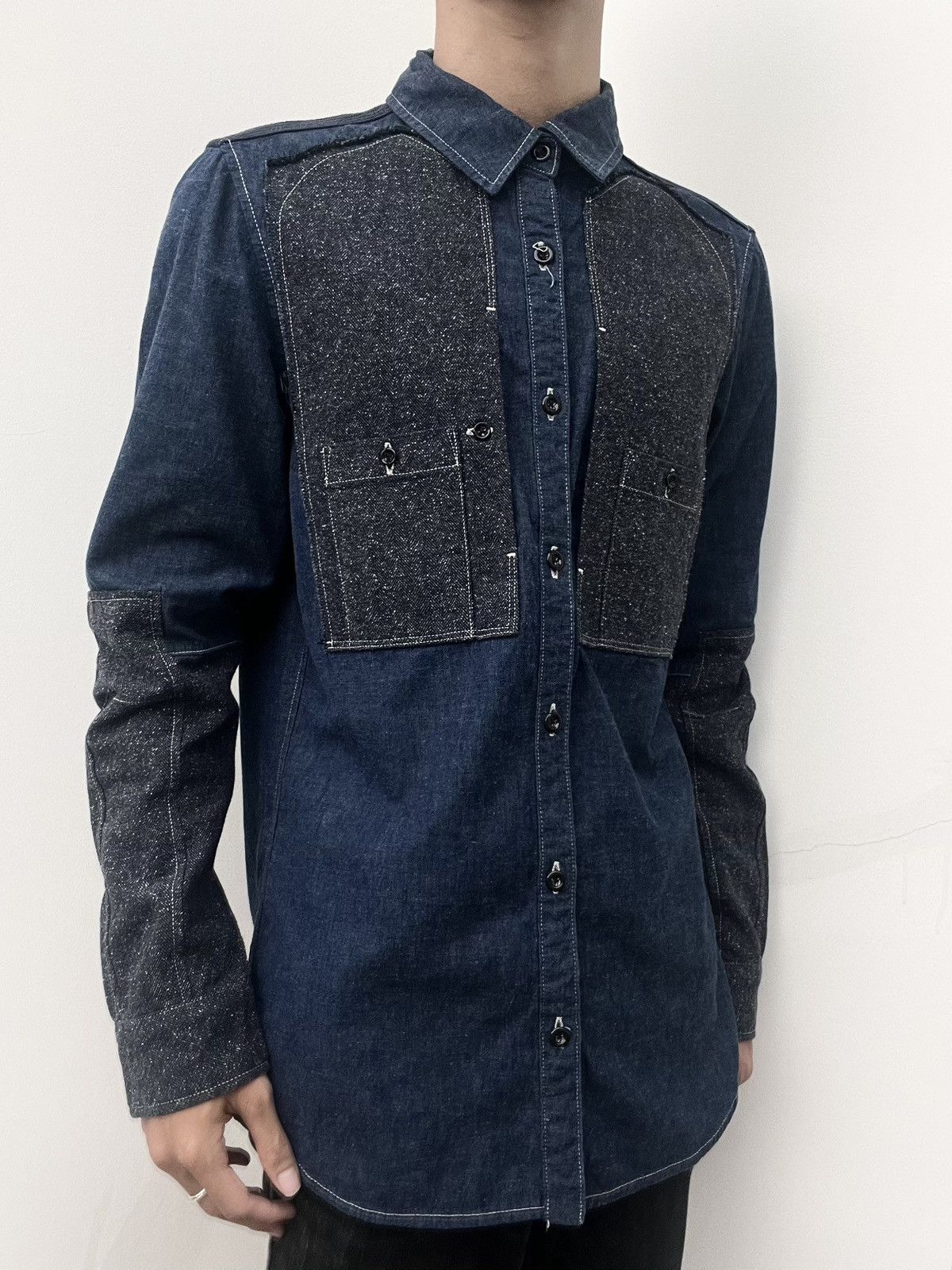 Marithe + Francois Girbaud Marithe Francois Girbaud Patch Denim Shirt Size US M / EU 48-50 / 2 - 2 Thumbnail