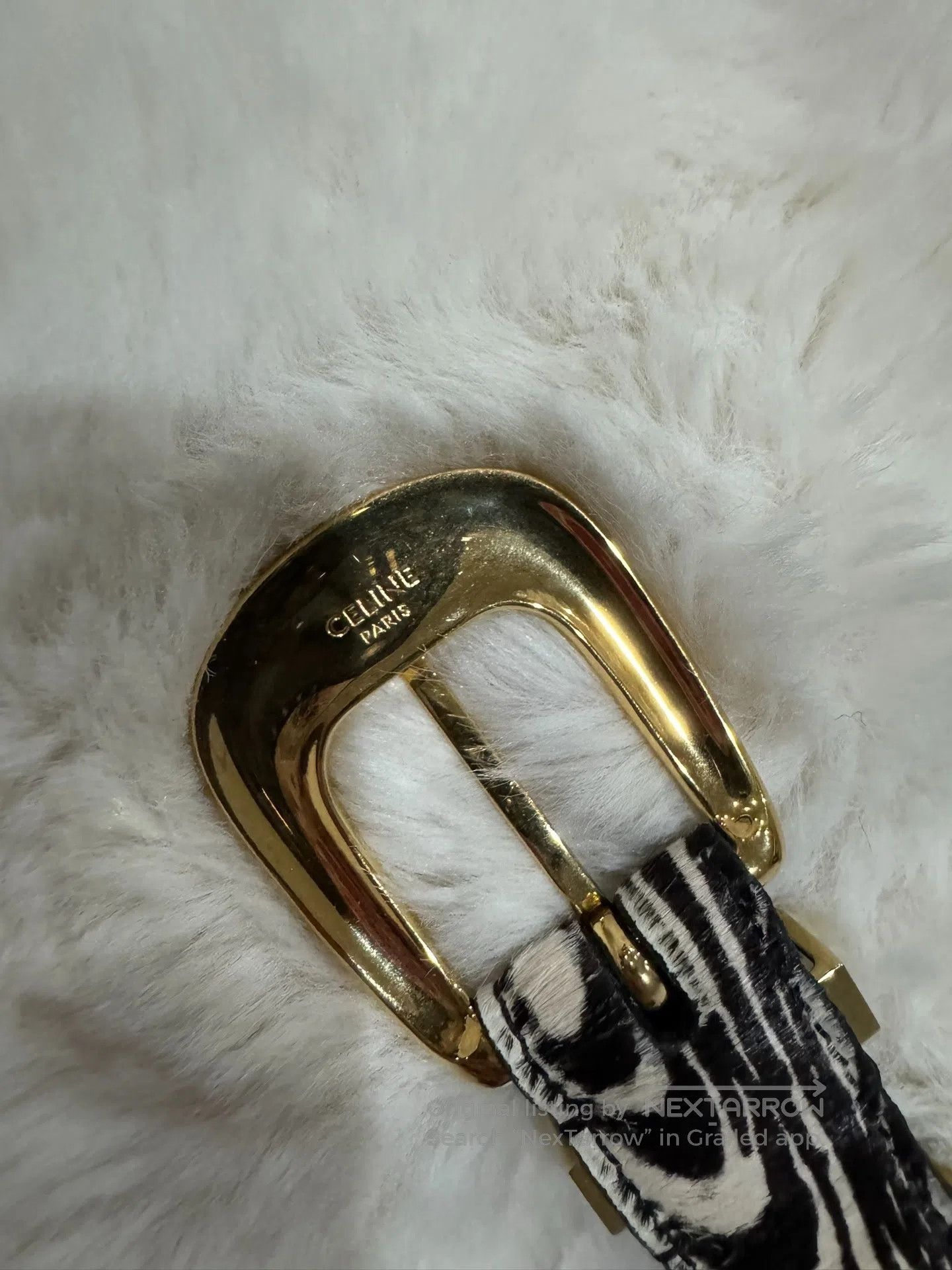 Celine CELINE size 80 Zebra Print Gold Buckle Belt| Size ONE SIZE - 4 Thumbnail