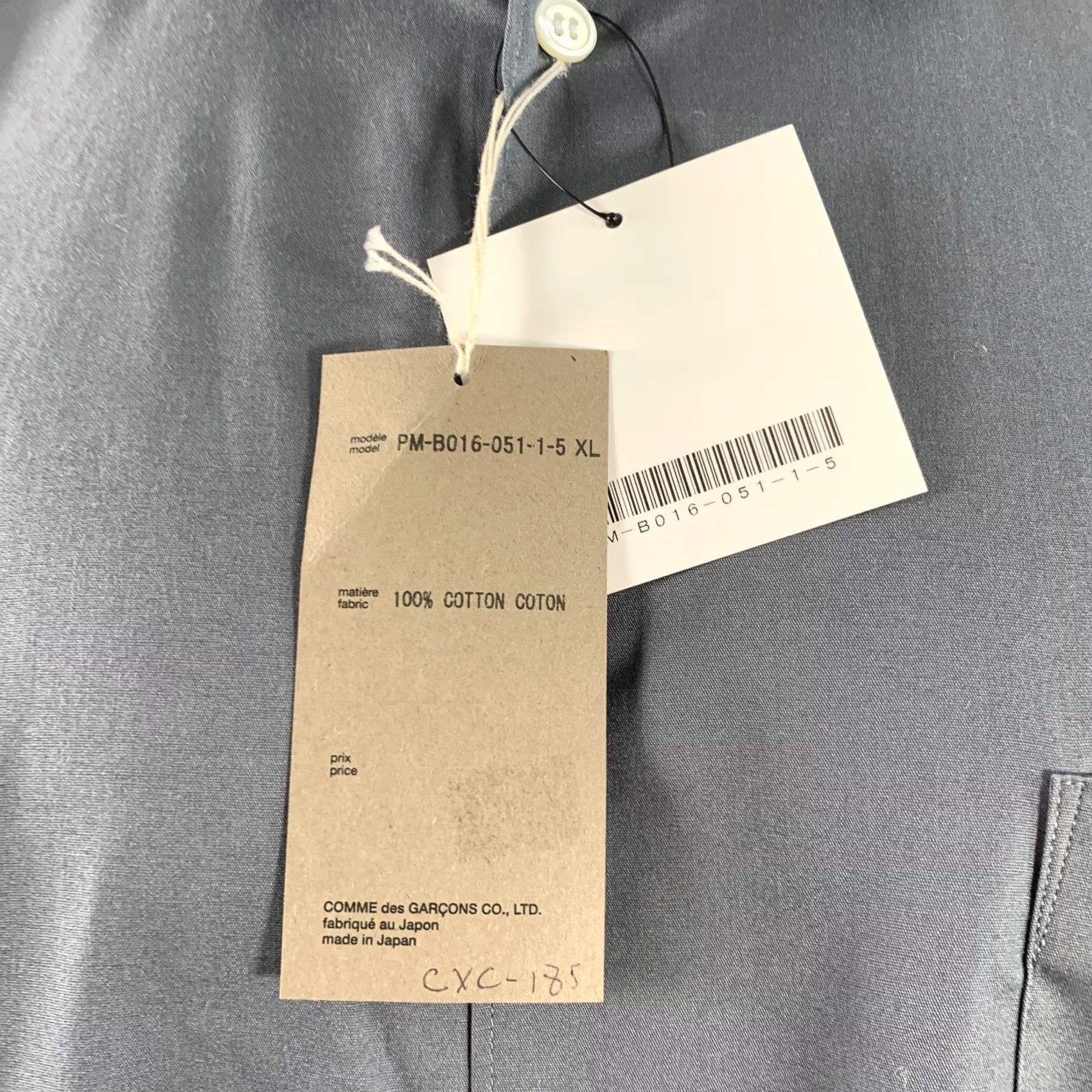 Comme des Garcons Girl COMME des GARCONS HOMME PLUS XL Grey Cotton Longline Long Sleeve Shirt Mens Size US XL / EU 56 / 4 - 4 Thumbnail