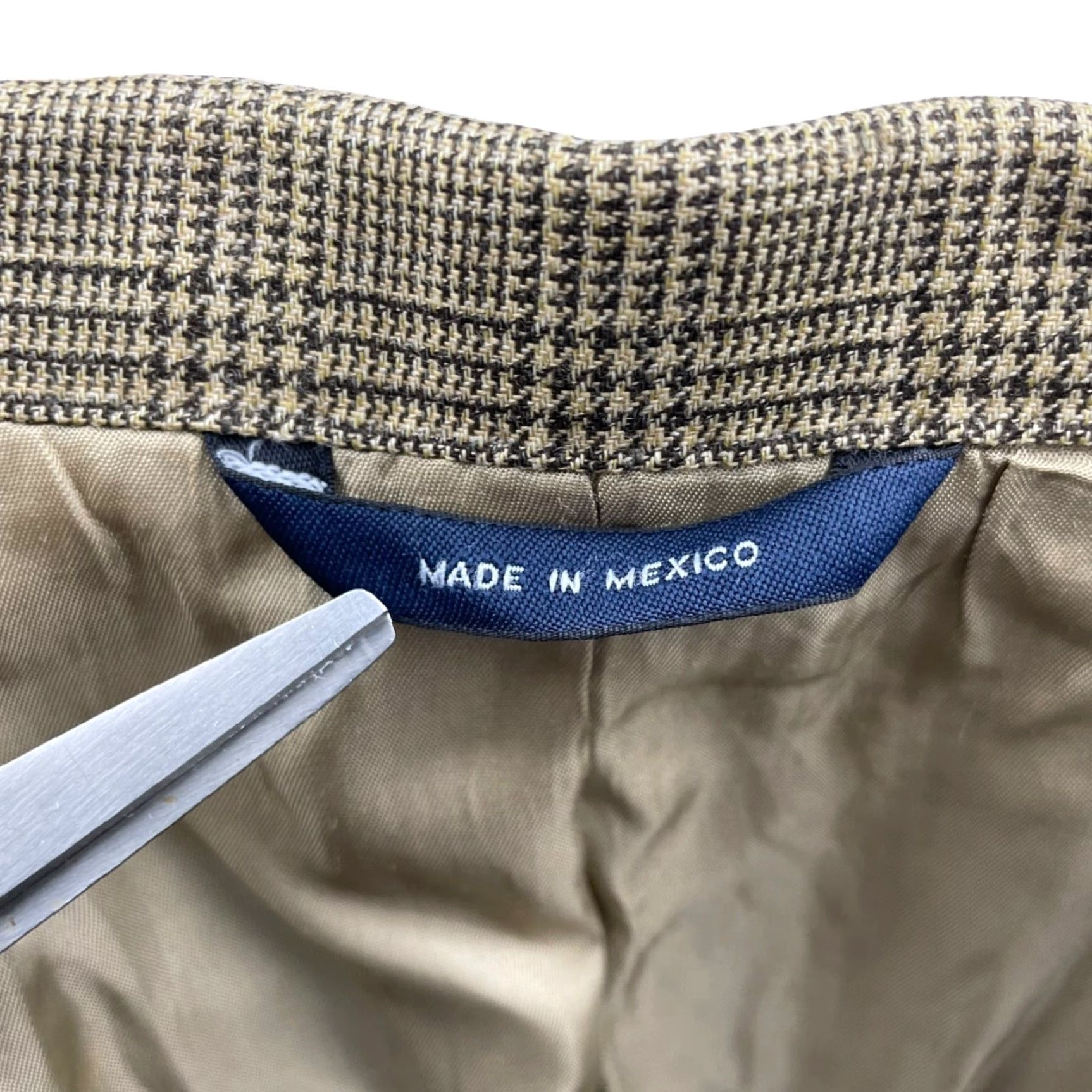 Brooks Brothers Brooks Brothers Men's Blazer 100% Wool Beige/Green Glen Plaid 2-Button 46L Jacket Long Mens Size 46R - 5 Thumbnail