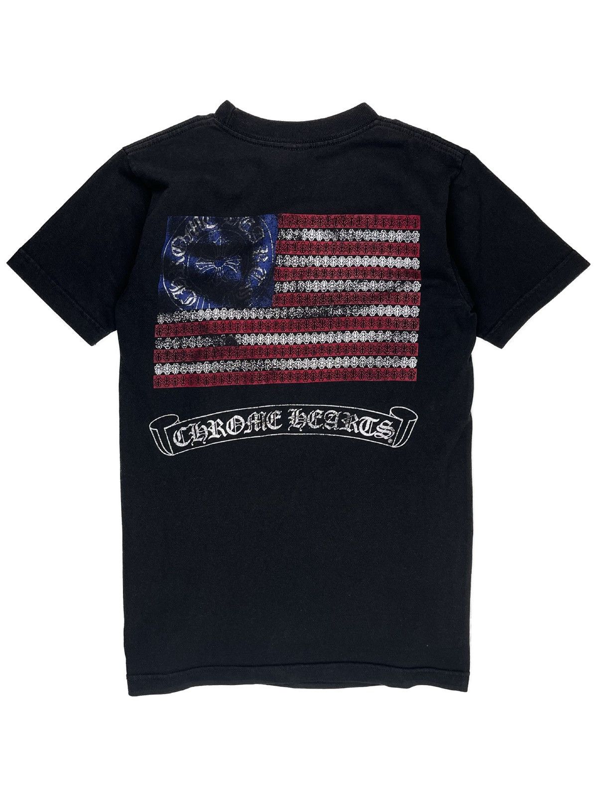 image of Chrome Hearts Usa American Flag Logo Pocket Tshirt Black, Men's (Size Small)