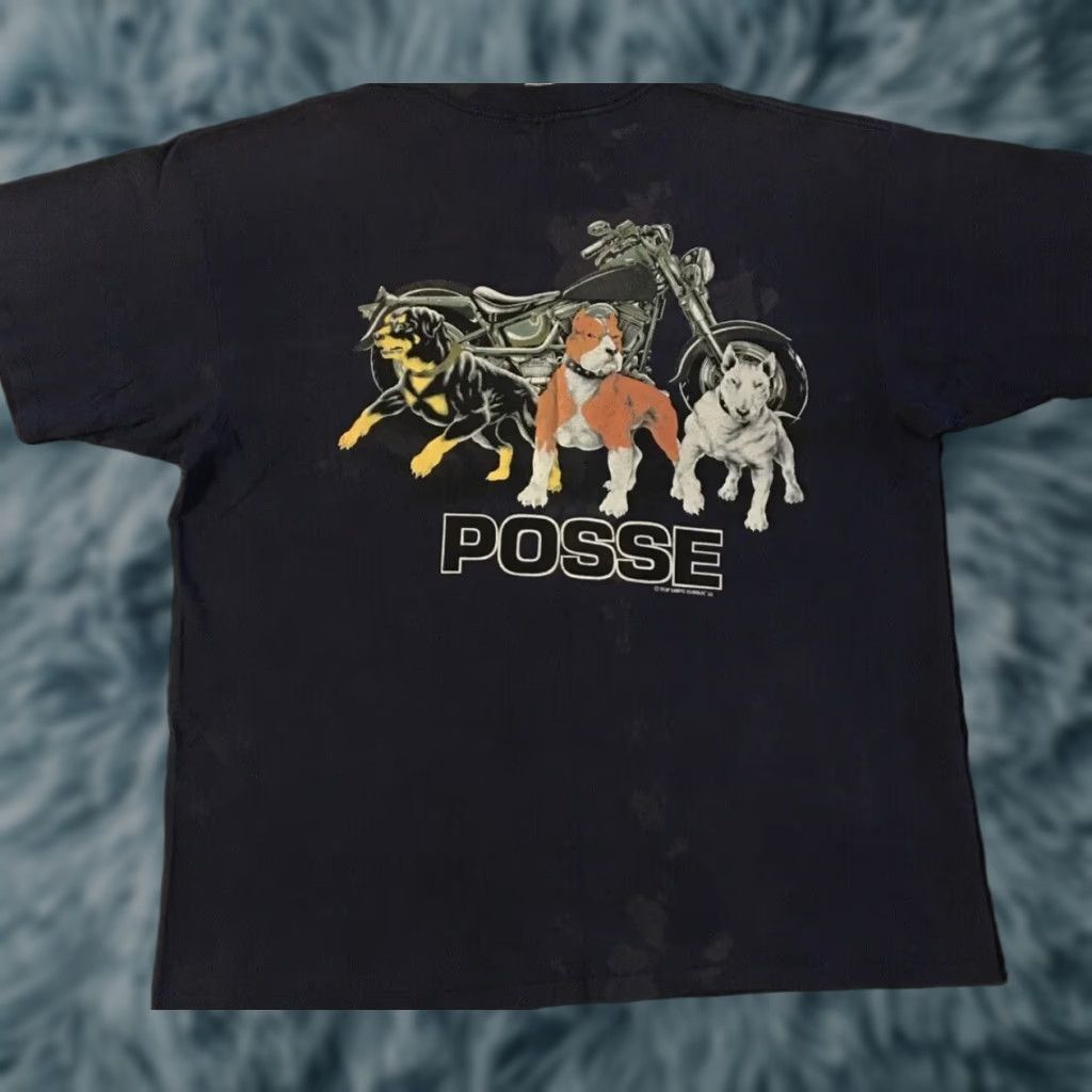 Vintage VINTAGE Top Dawg Posse Thrashed Faded Distressed Shirt XL Navy Blue Hip Hop Single Stitch Men T-Shirt 90s Grunge Harley USA Biker Old School Size US XL / EU 56 / 4 - 1 Thumbnail