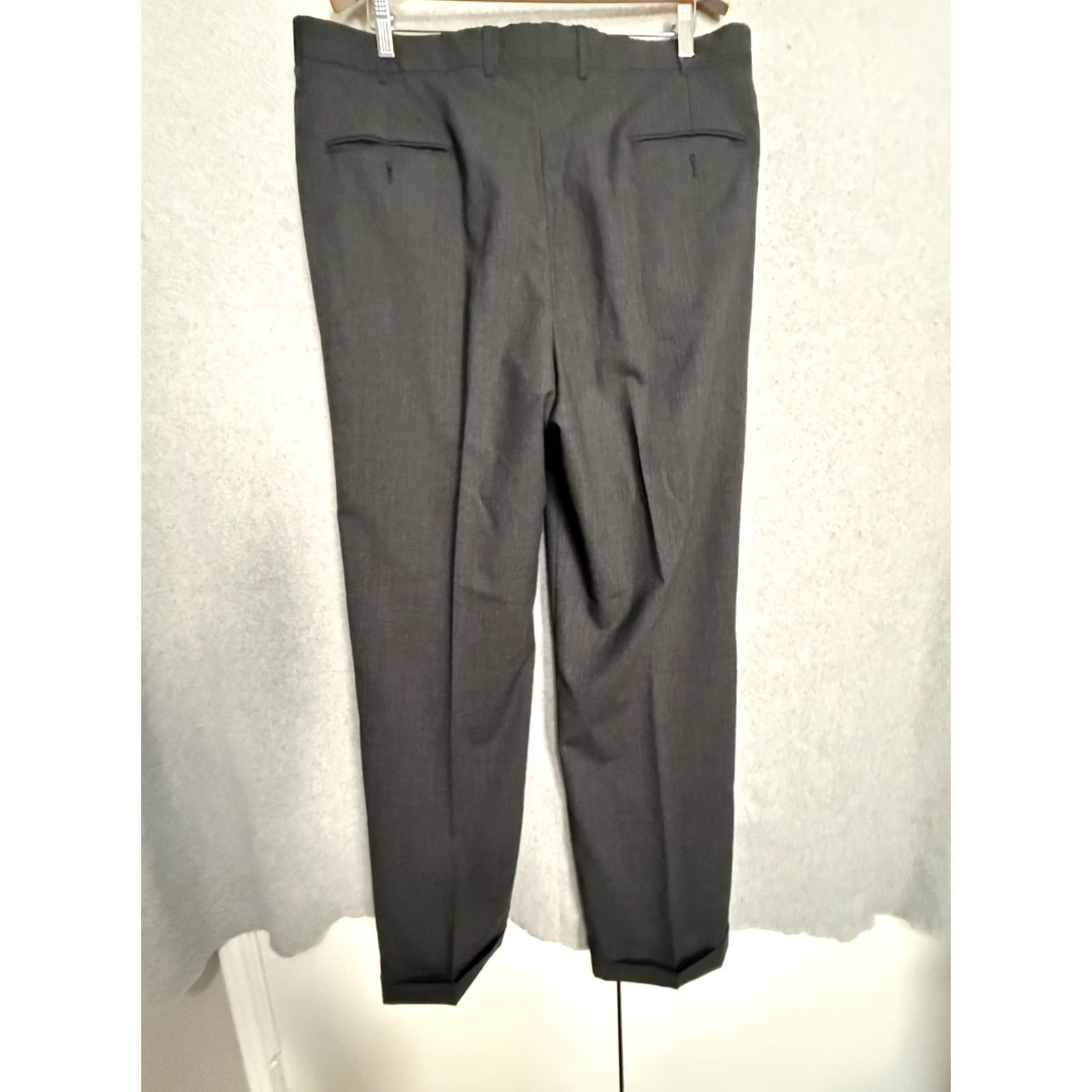 Vintage Andrew Fezza Suit Mens 46 40x30 Gray Wool Cashmere 2 Piece Jacket Pants Formal Size 46R - 3 Thumbnail
