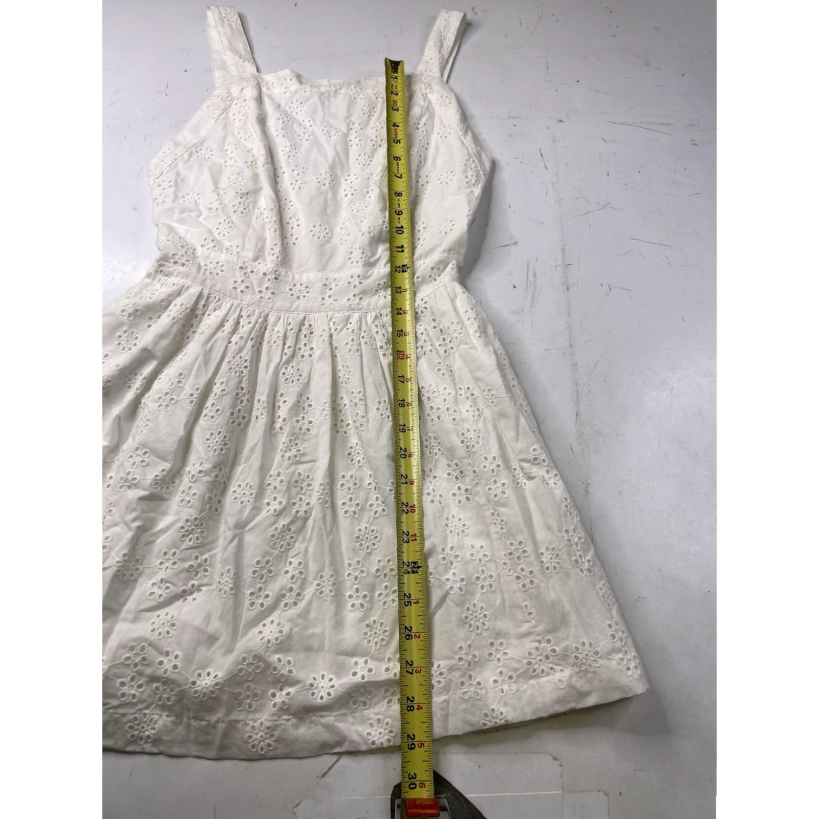 Vintage Hill House Mini Dress White Sleeveless Eyelet Linen Blend One Shoulder Short S Size S / US 4 / IT 40 - 3 Thumbnail