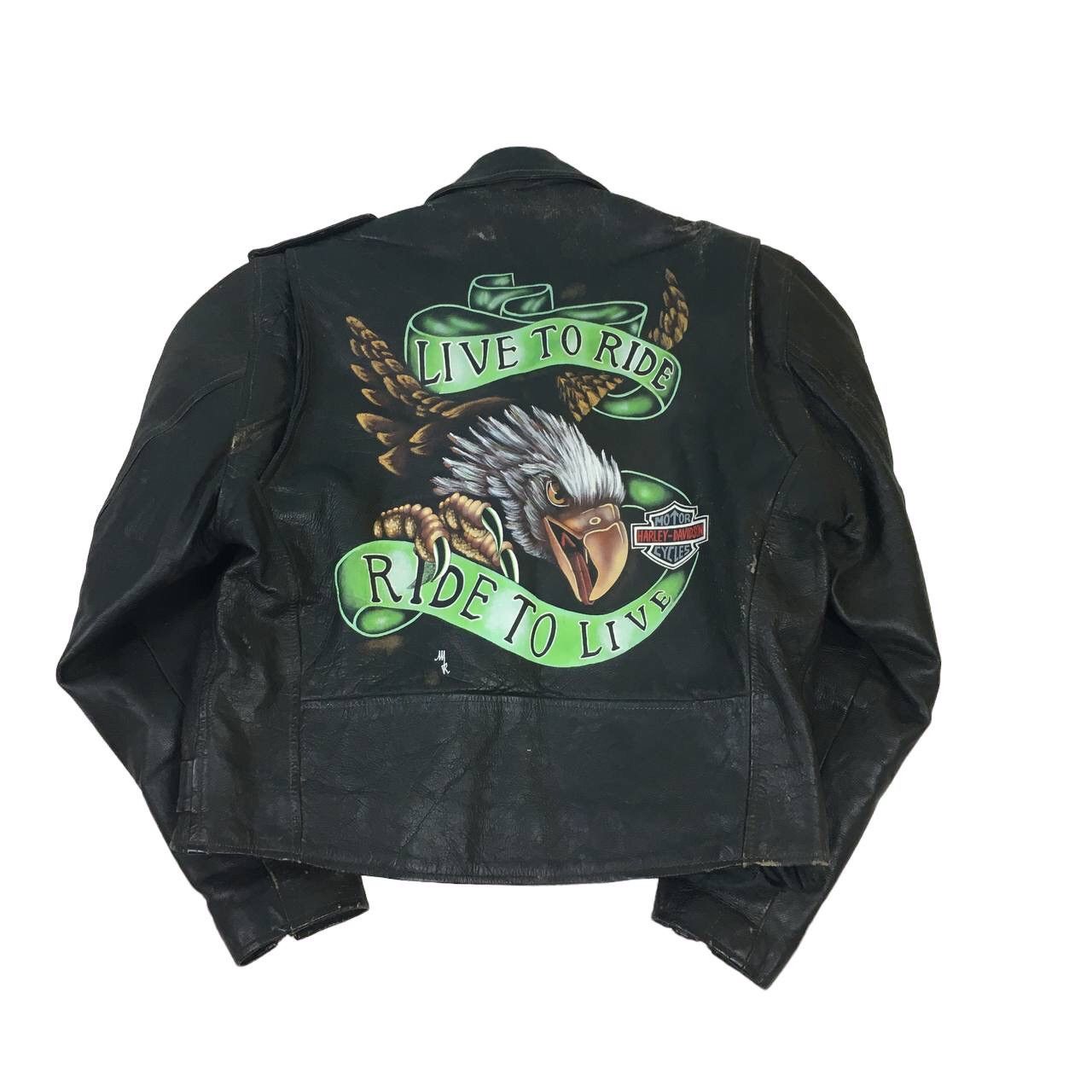 Genuine Leather Akaso Division Harley Davidson Printed Leather Biker Jacket Size US M / EU 48-50 / 2 - 1 Thumbnail
