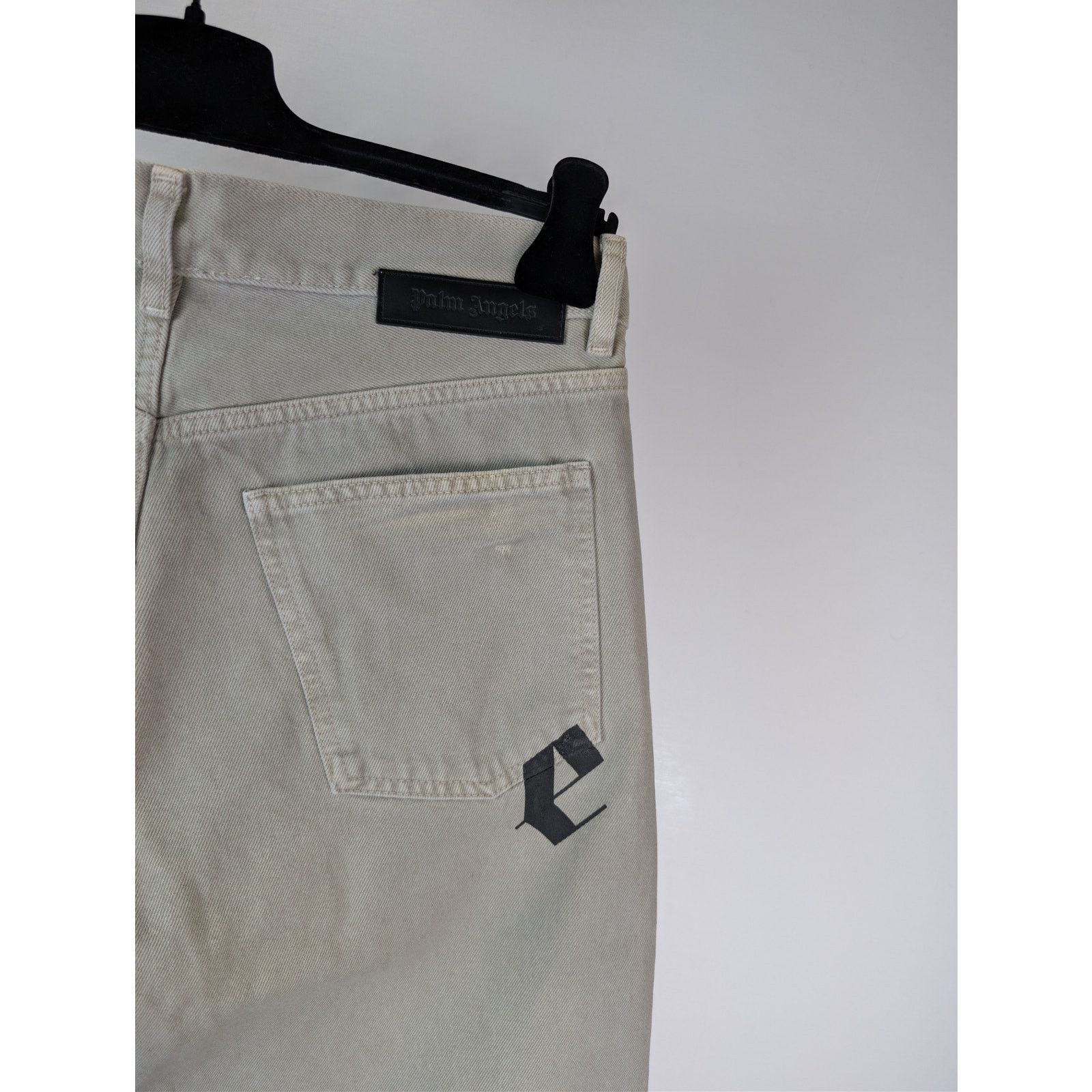 Palm Angels o1rshd1 Bull Logo Patch 5 Pockets Denim Pants in Light Beige Size US 29 - 15 Thumbnail