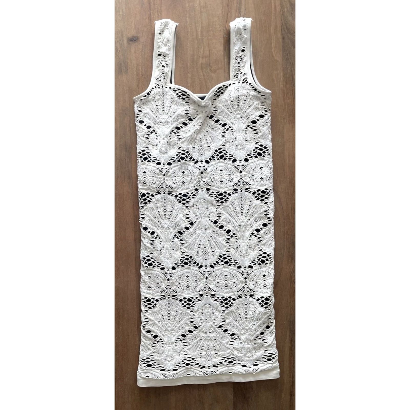 Free People Free People Dress Woman Short White Lined Crochet Party Bodycon Sleeveless Size M Size M / US 6-8 / IT 42-44 - 2 Thumbnail