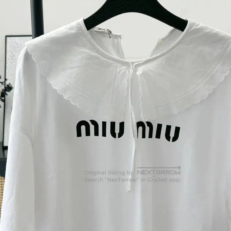 Miu Miu Miu Miu Summer White Logo T-Shirt . Size M / US 6-8 / IT 42-44 - 3 Thumbnail
