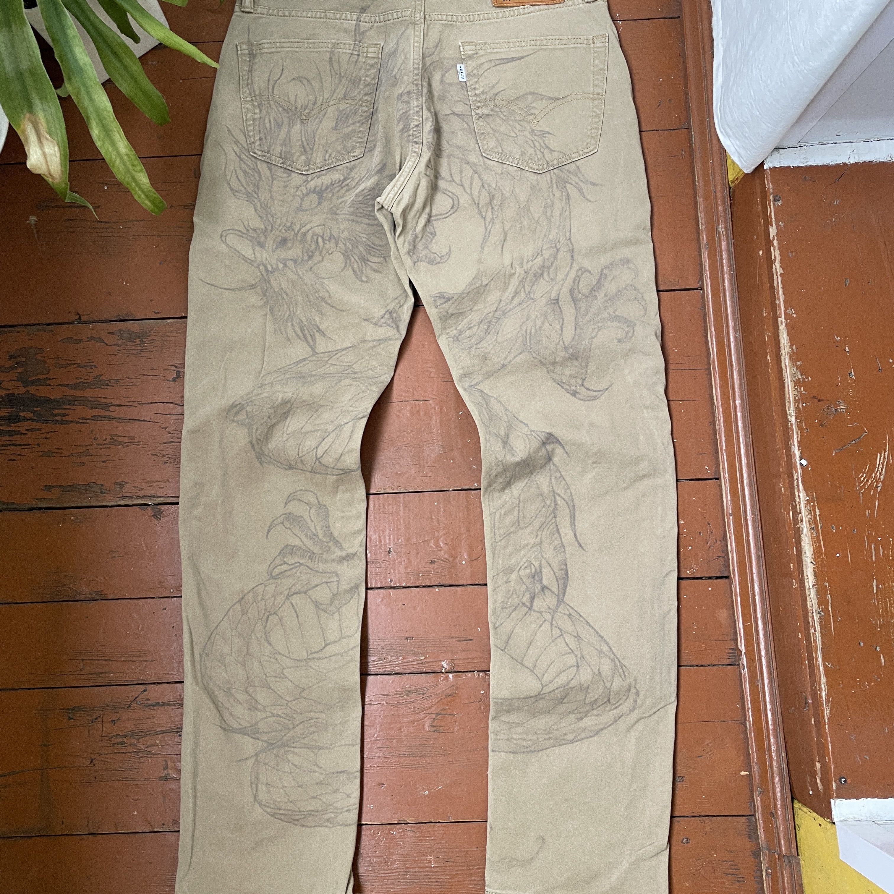 Levi's Custom Levi's pants Dragon Japanese style opium y2k faded Size US 33 - 6 Thumbnail