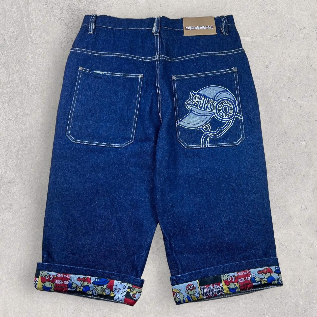 image of School Of Hard Knocks Sohk Wide Leg Denim Jorts Shorts in Navy, Men's (Size 32)