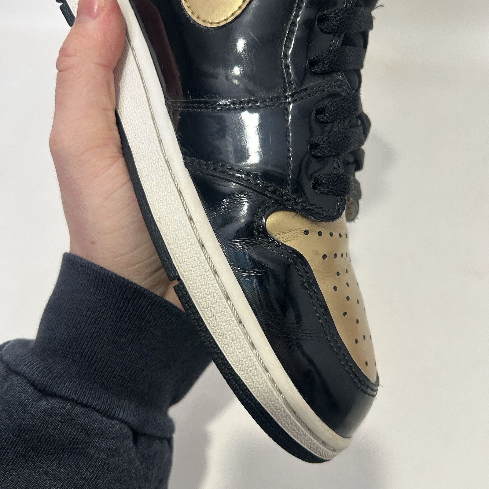 Jordan Brand Nike Air Jordan 1 Retro High OG NRG “Patent Gold Toe" Size US 12 / EU 45 - 10 Thumbnail