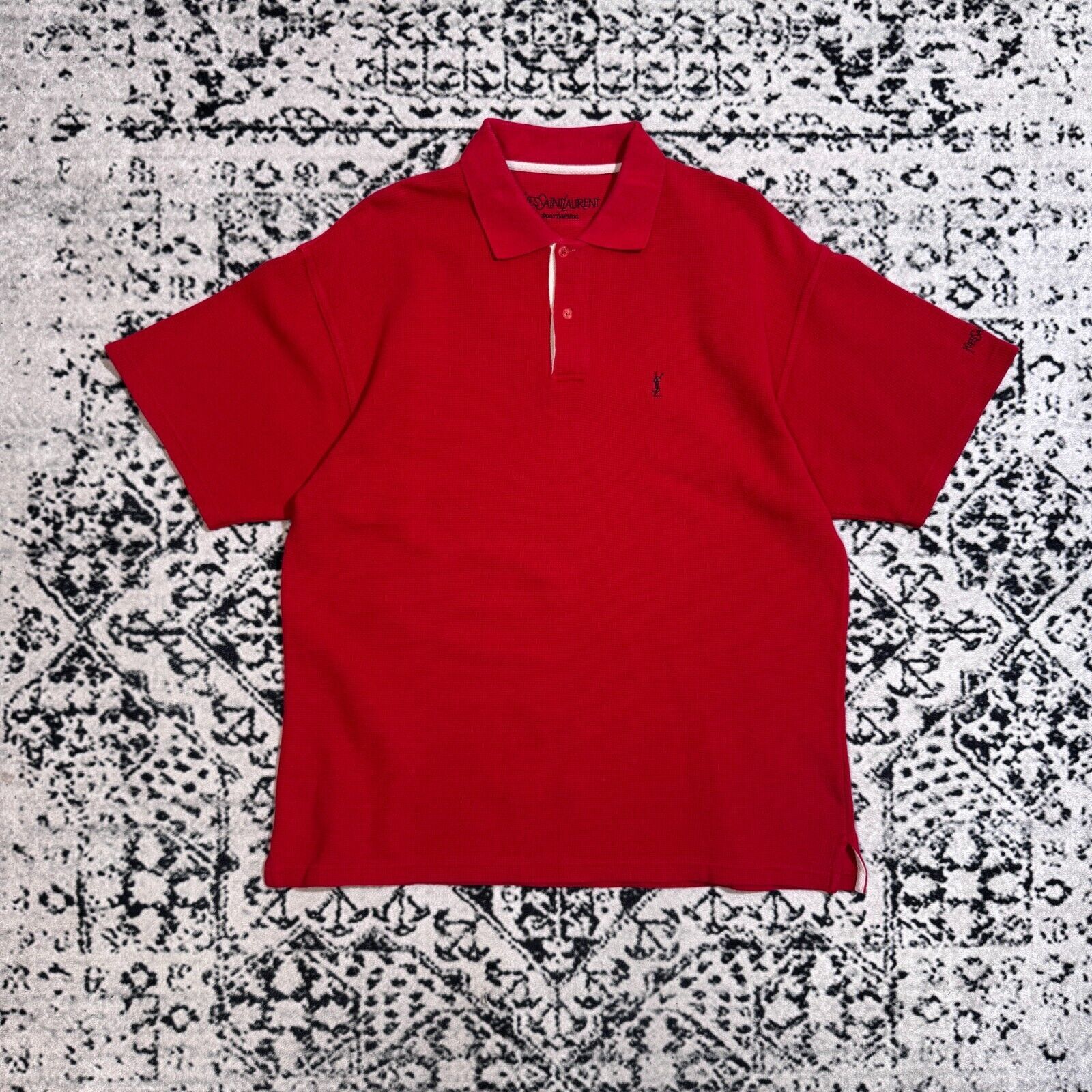 Vintage × Yves Saint Laurent Vintage Yves Saint Laurent Red Cotton Polo Shirt Size XL Size US XL / EU 56 / 4 - 1 Thumbnail