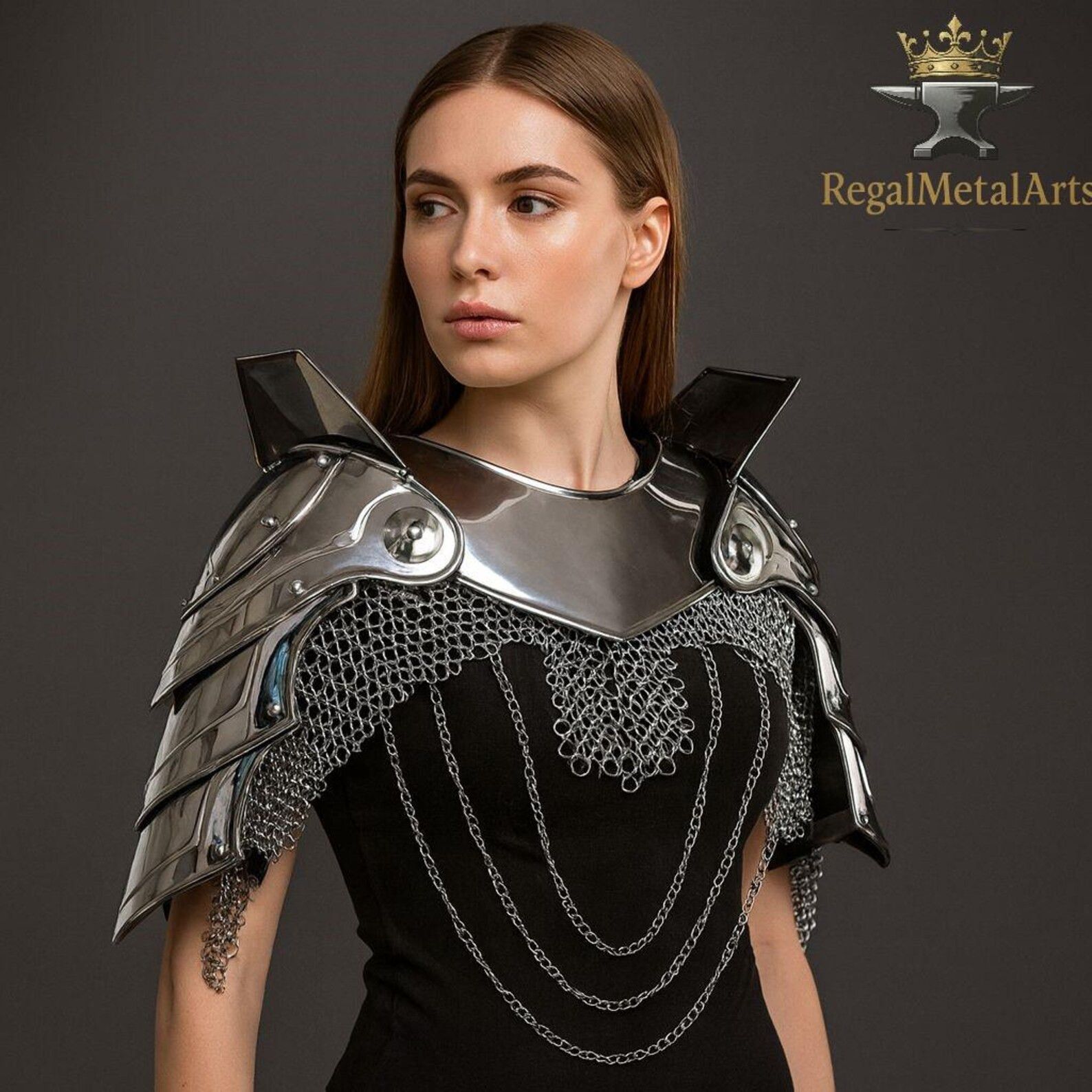 Other Medieval Knight Fantasy Lady Pauldrons,Gorget, Chainmail Size ONE SIZE - 1 Thumbnail