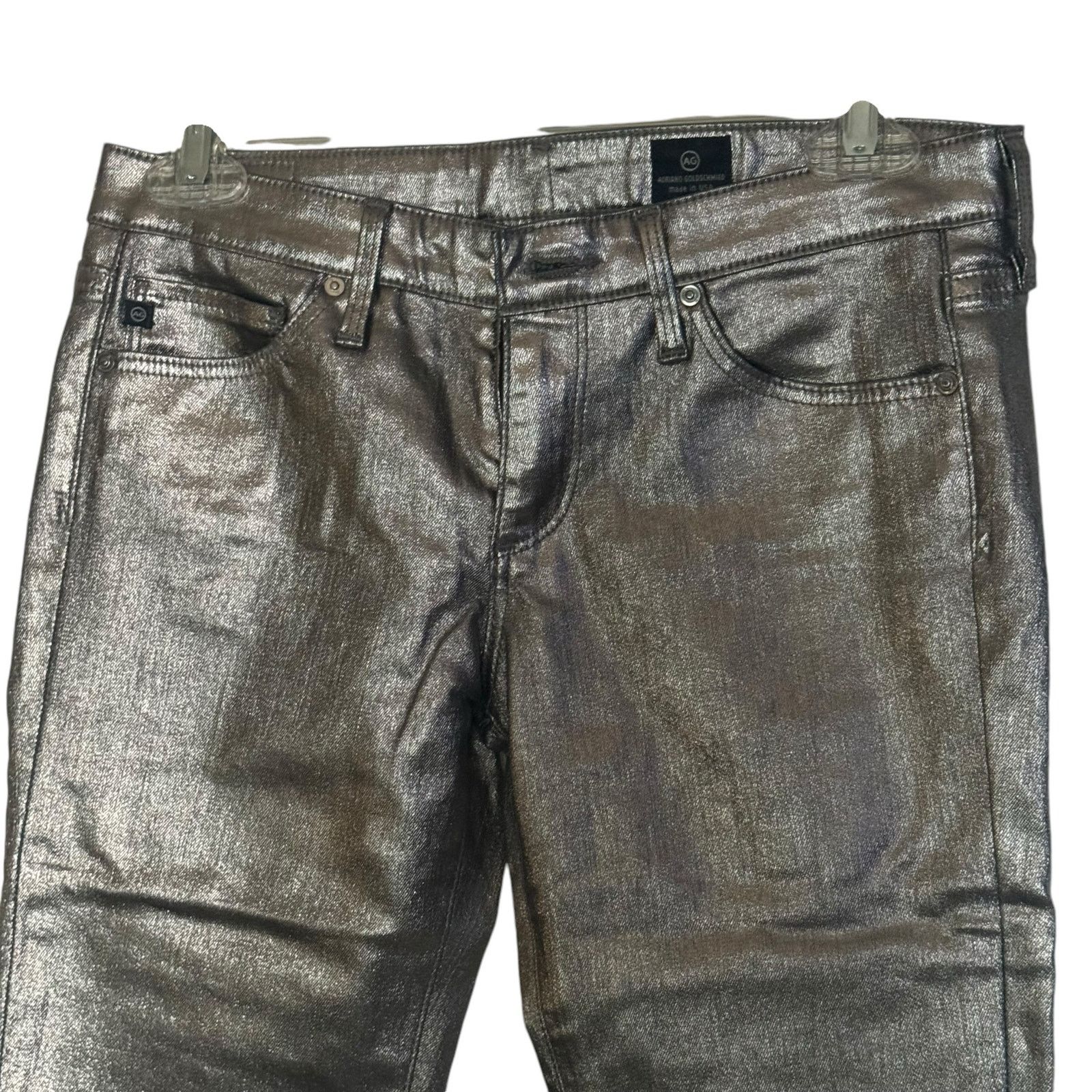 AG Adriano Goldschmied AG Adriano Goldschmied Graduate Metallic Silver Jeans Sz 25 Size 25" / US 0 / IT 36 - 5 Thumbnail