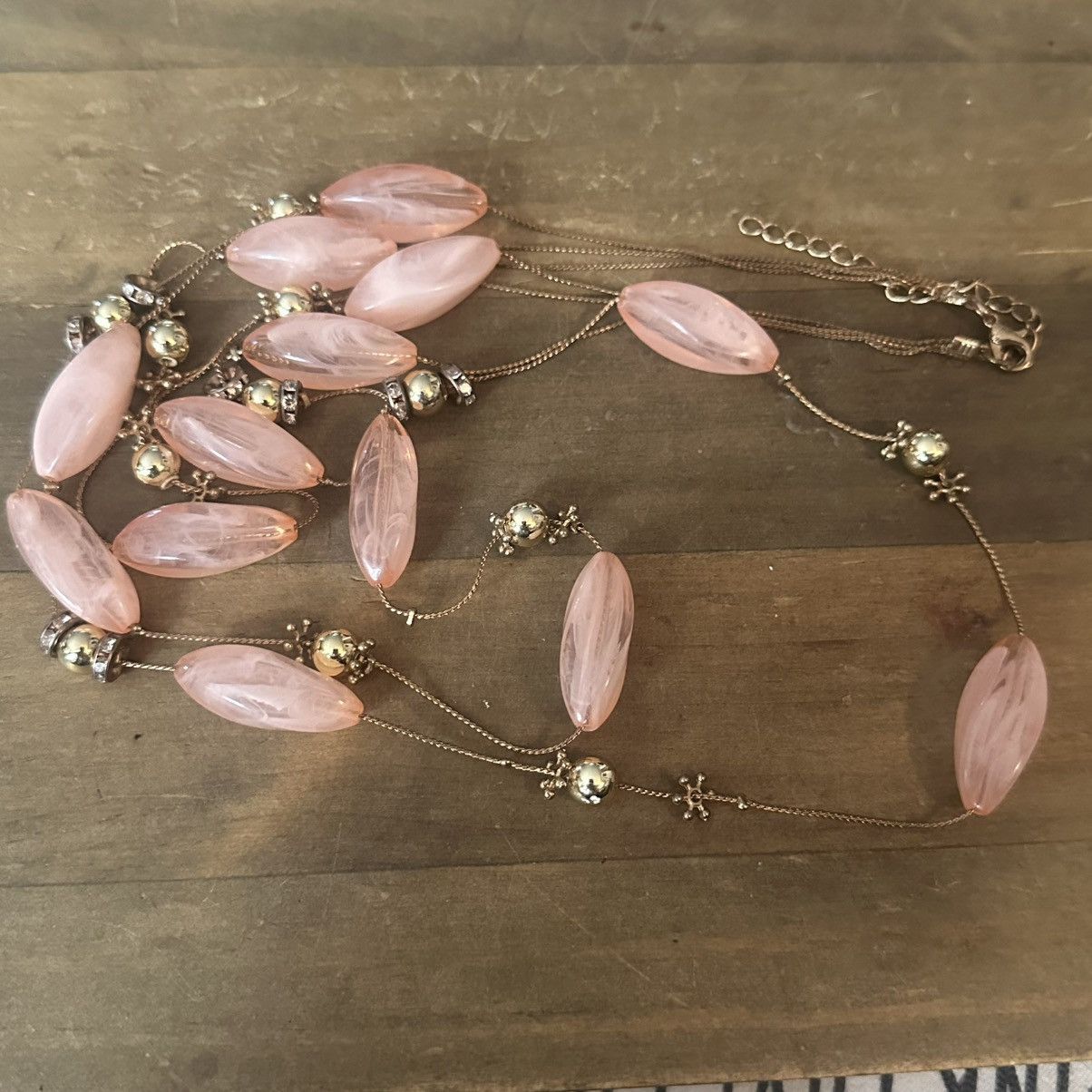 Other Gold tone layered multi strand station pink quartz necklace Size ONE SIZE - 2 Thumbnail